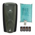 The AutoFoam Touch-Free Skin Care System provides the highest quality foam soap in an attractive touch-free dispenser that delivers superior cost savings. The AutoFoam Starter Kit includes: Black/Black Pearl Dispenser, Hand Wash Refill, 4 C batteries.
