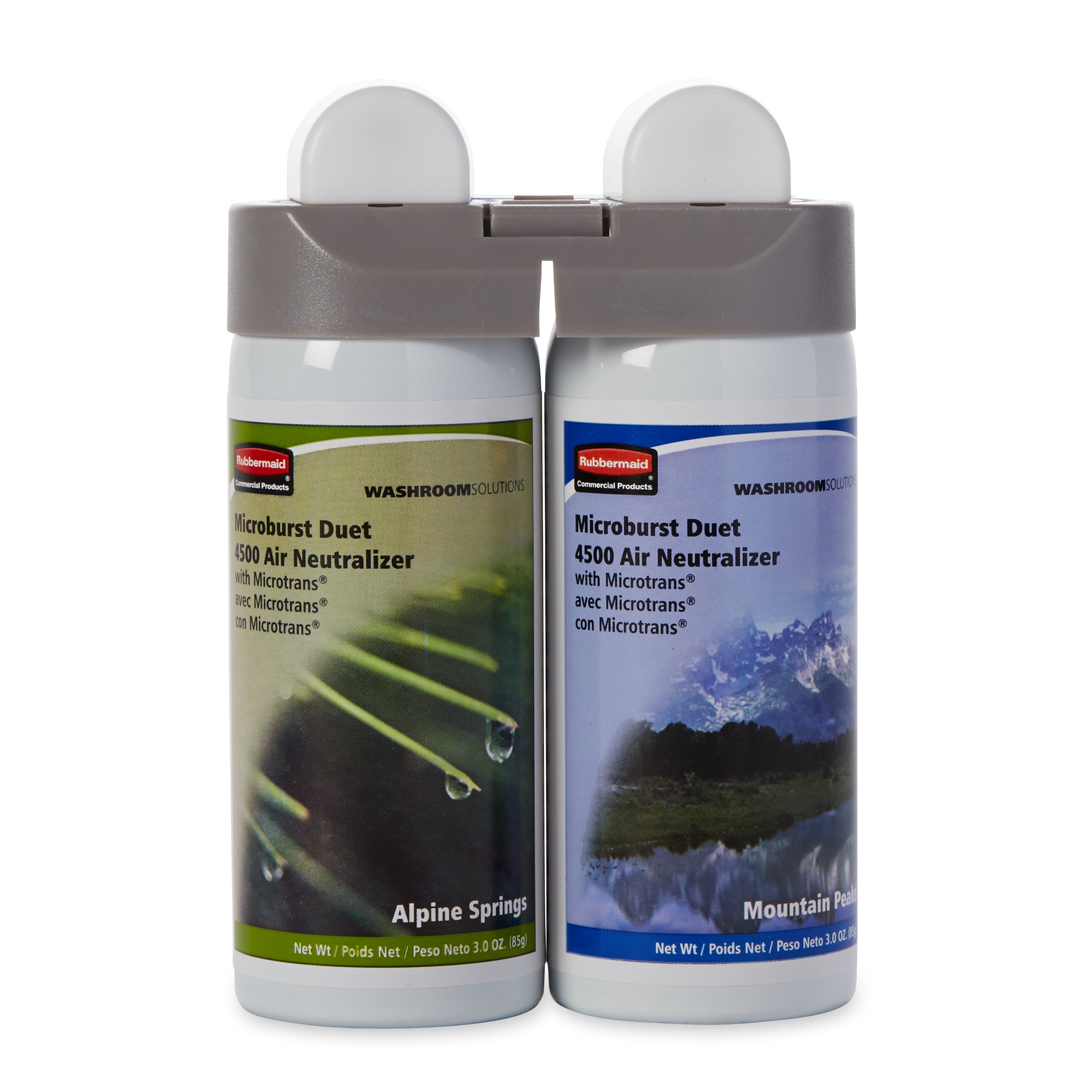 The Rubbermaid Commercial Microburst® Duet refills feature a unique combination of specially selected, high quality, complementary fragrances.