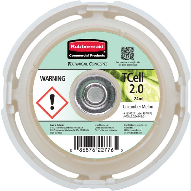 The Rubbermaid Commercial TCell™ 2.0 odour control system refills dispense a consistent level of high quality fragrance for up to 45 days.