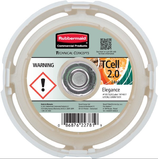 The Rubbermaid Commercial TCell™ 2.0 odor control system refills dispense a consistent level of high quality fragrance for up to 45 days.