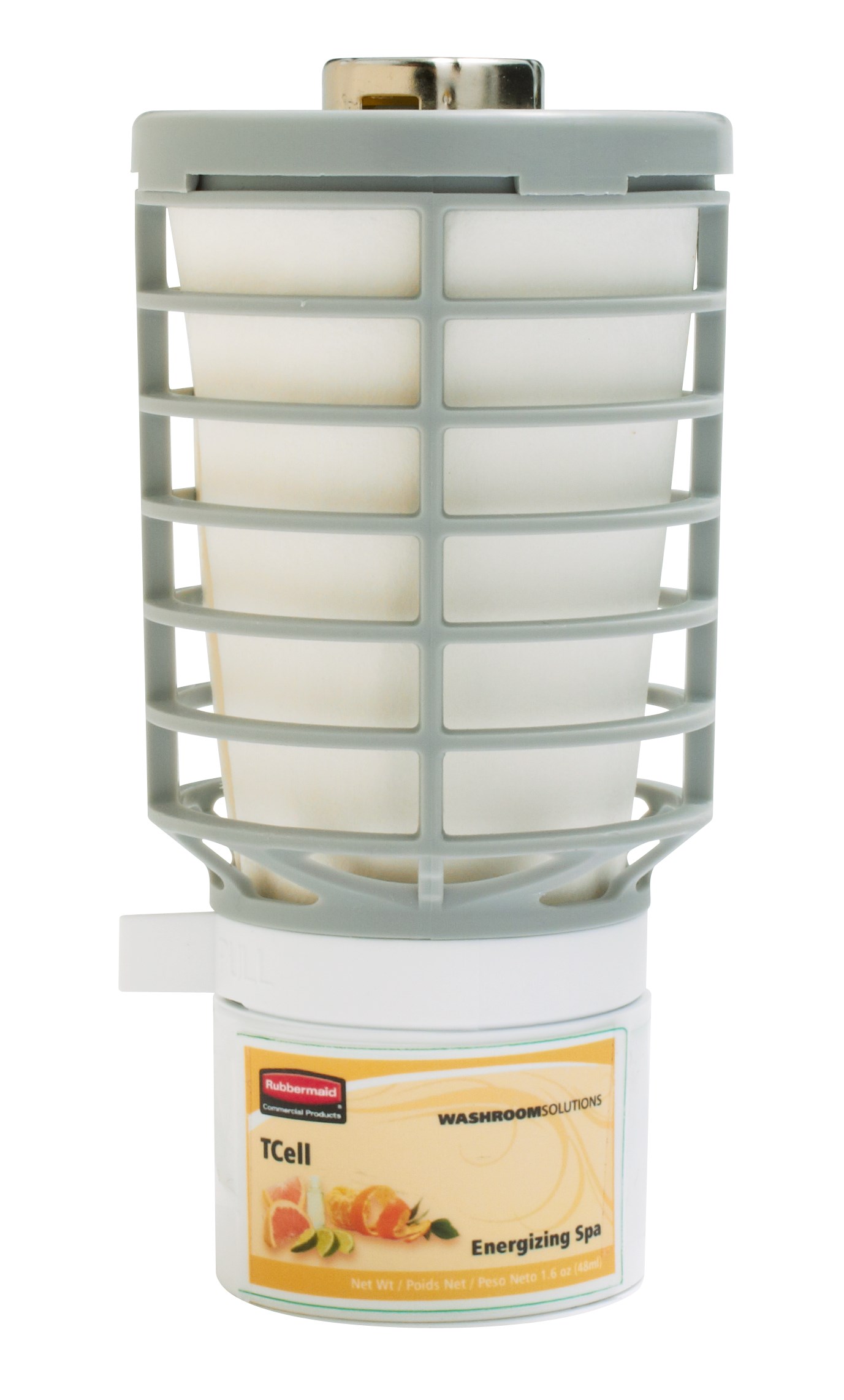 The Rubbermaid Commercial TCell™ odor control system utilizes passive fuel cell technology to deliver precise, timed fragrance for up to 90 days of consistent odor control.