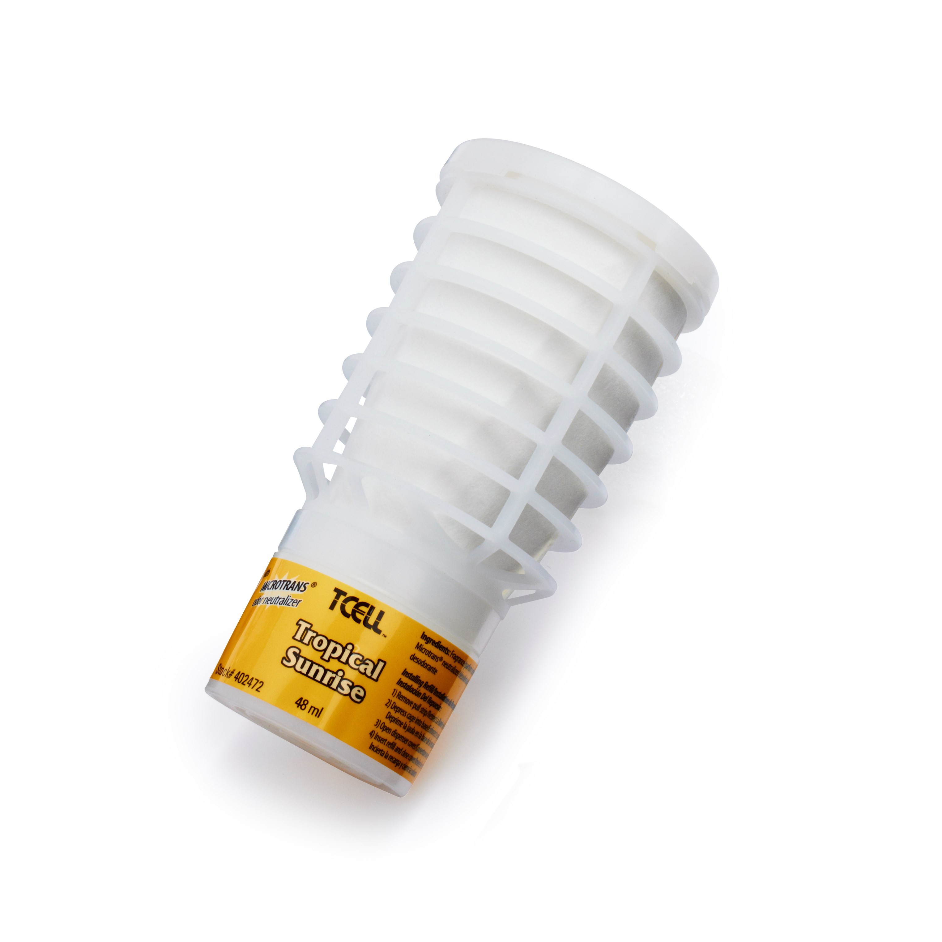 The Rubbermaid Commercial TCell™ odor control system utilizes passive fuel cell technology to deliver precise, timed fragrance for up to 90 days of consistent odor control.