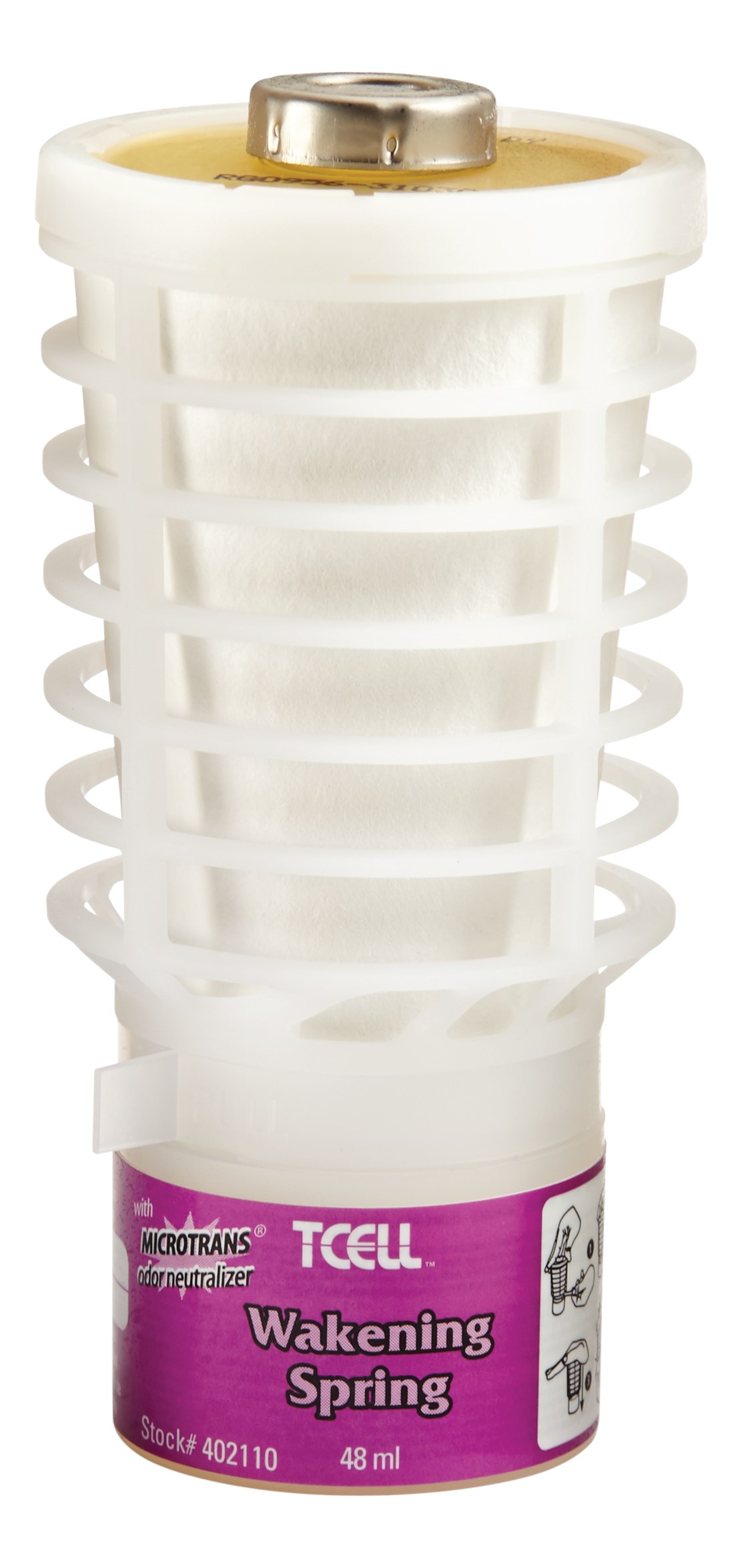 The Rubbermaid Commercial TCell™ odor control system utilizes passive fuel cell technology to deliver precise, timed fragrance for up to 90 days of consistent odor control.