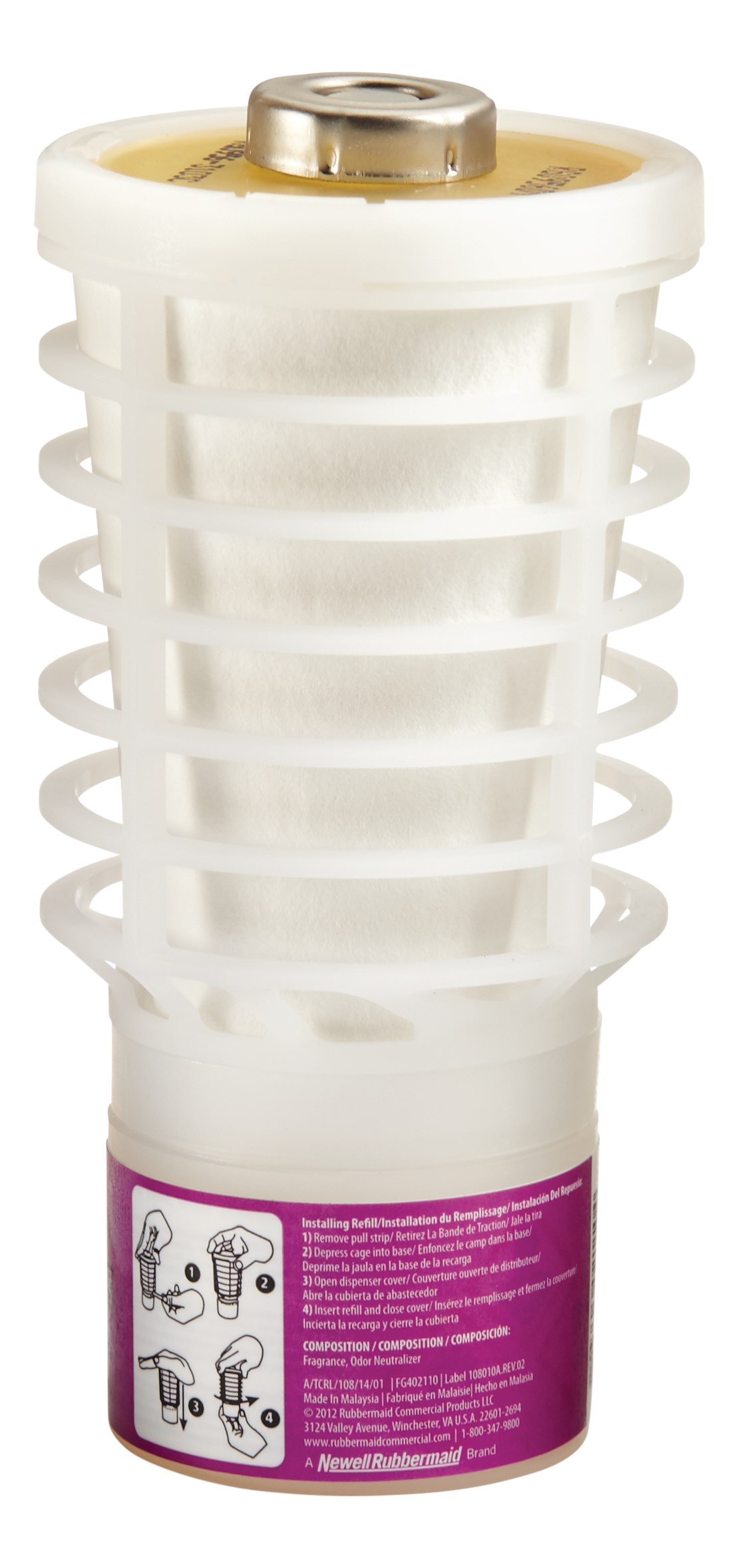 The Rubbermaid Commercial TCell™ odor control system utilizes passive fuel cell technology to deliver precise, timed fragrance for up to 90 days of consistent odor control.