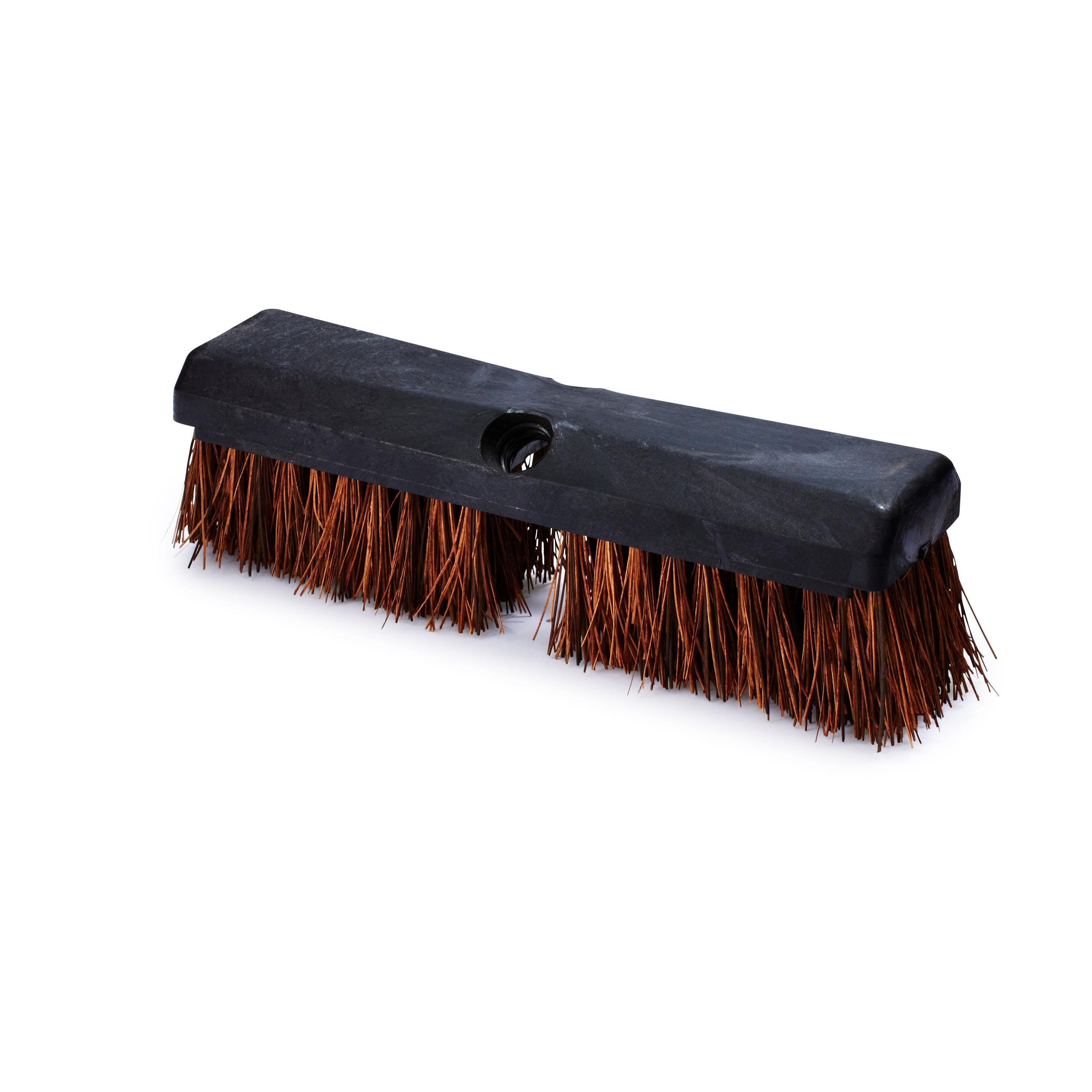 Deck Brush FG9B3400BRN is a high quality deck brush. Plastic block resists splitting and delaminating. Flagged synthetic fibers with palmyra fill help avoid scratching. Long-lasting, stain-resistant polypropylene bristles.