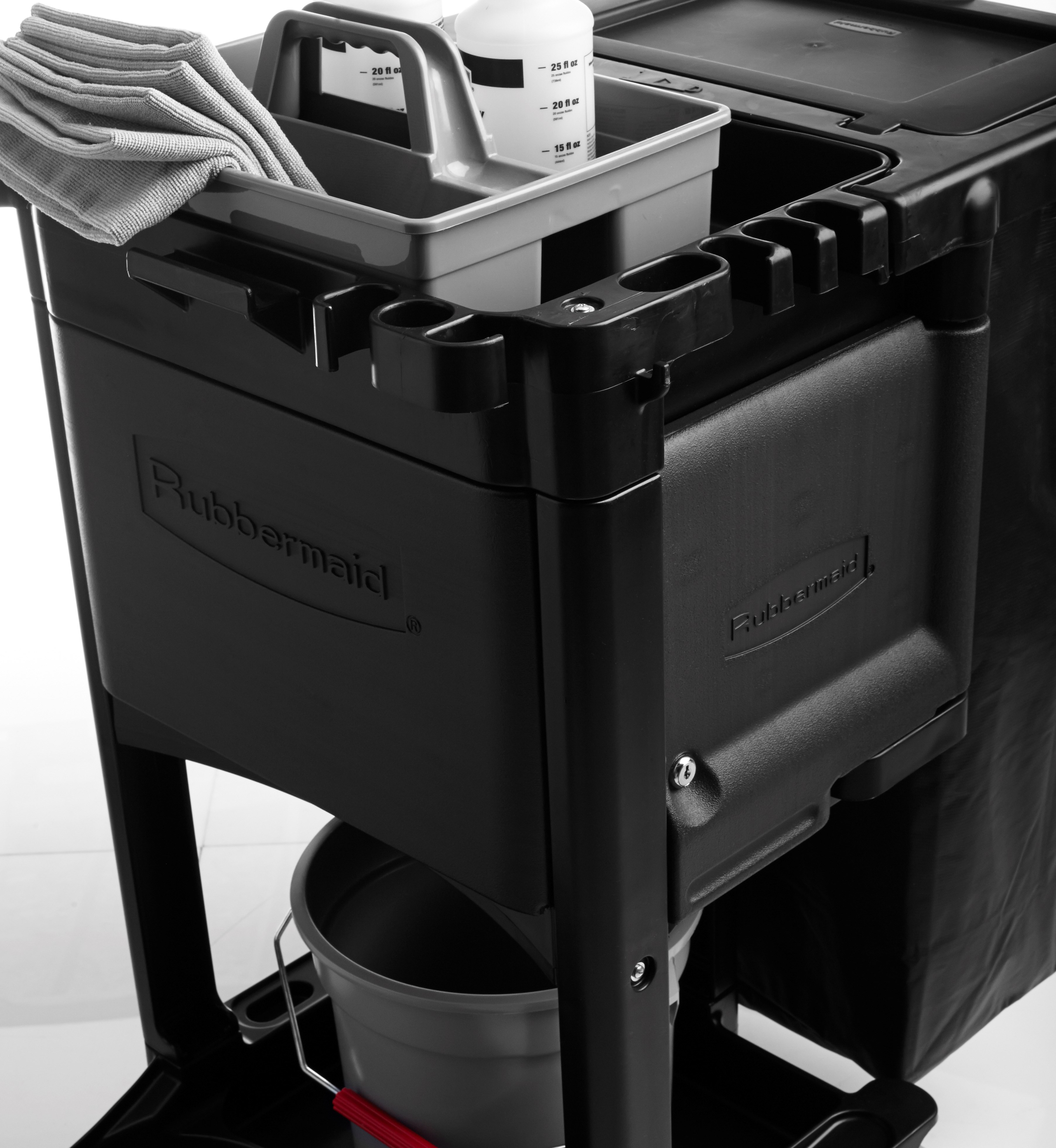 The Executive Janitorial Cleaning Cart Locking Door Kit helps conceal and secure cleaning supplies to keep patrons safe while maintaining a professional presence.