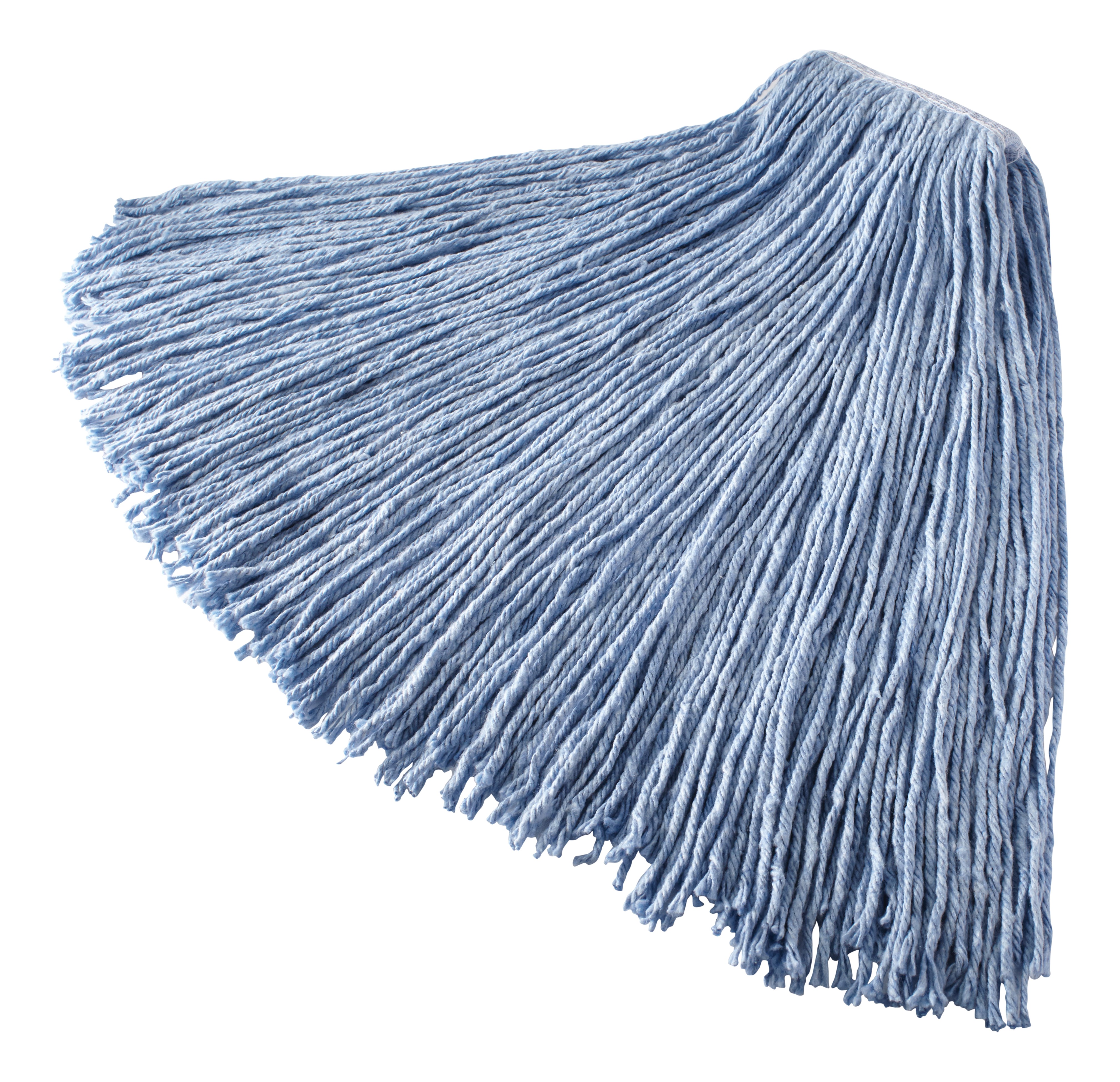 Cut-end mop with screw-on head for general-purpose mopping. Blend of 4-ply cotton/rayon/synthetic. Enhanced mop-to-floor contact.