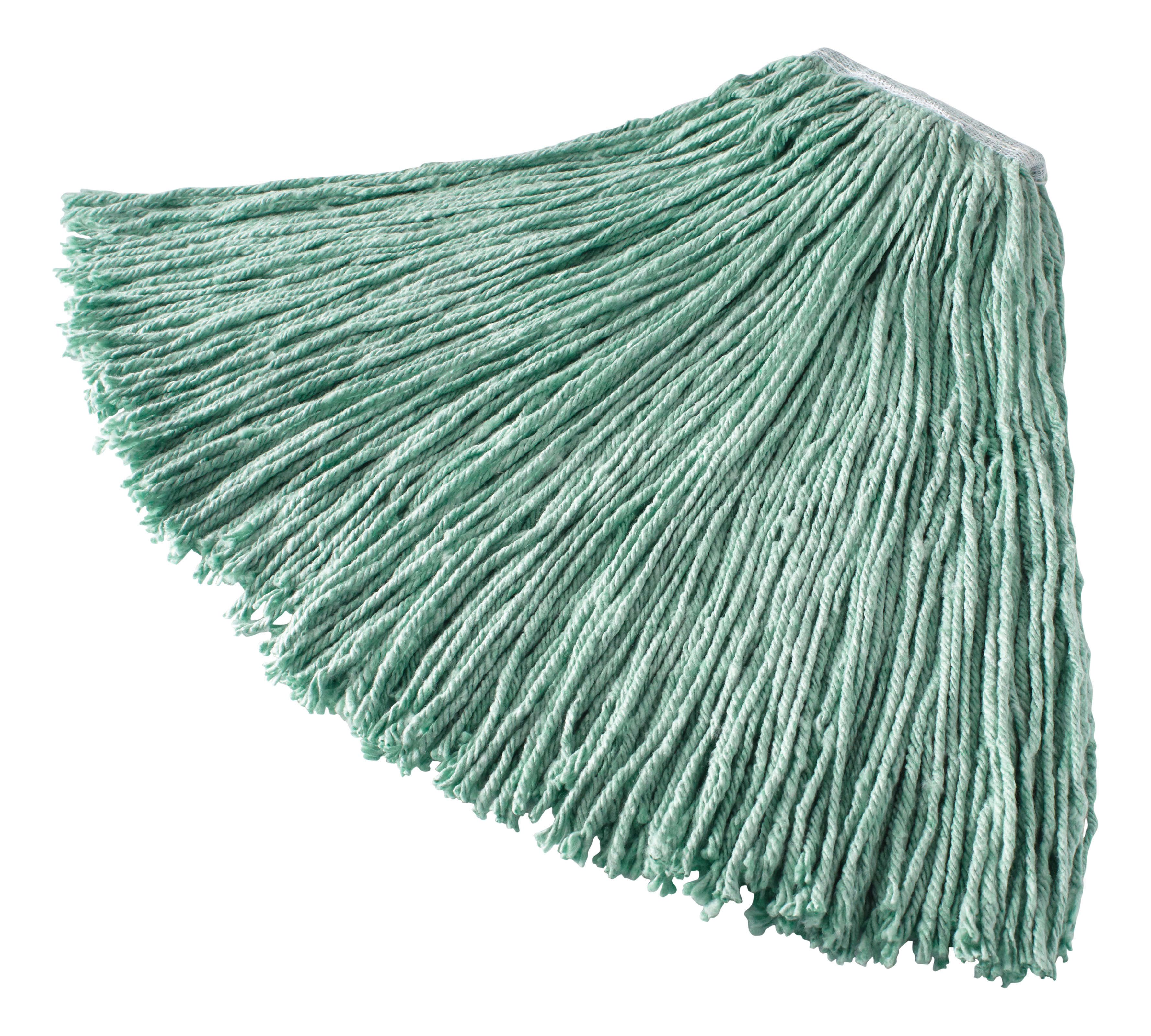 Cut-end mop with screw-on head for general-purpose mopping. Blend of 4-ply cotton/rayon/synthetic. Enhanced mop-to-floor contact.