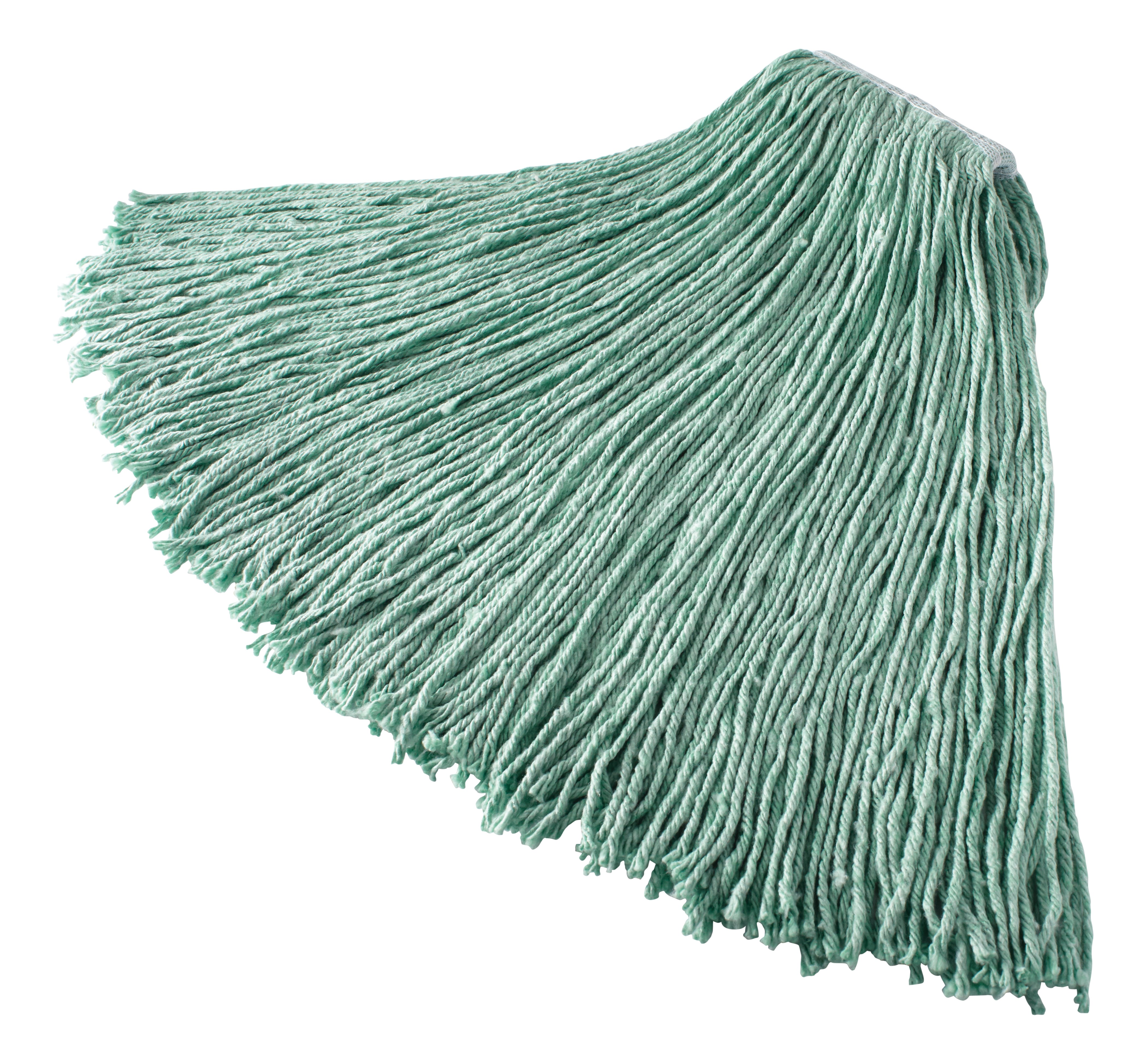 Cut-end mop with screw-on head for general-purpose mopping. Blend of 4-ply cotton/rayon/synthetic. Enhanced mop-to-floor contact.