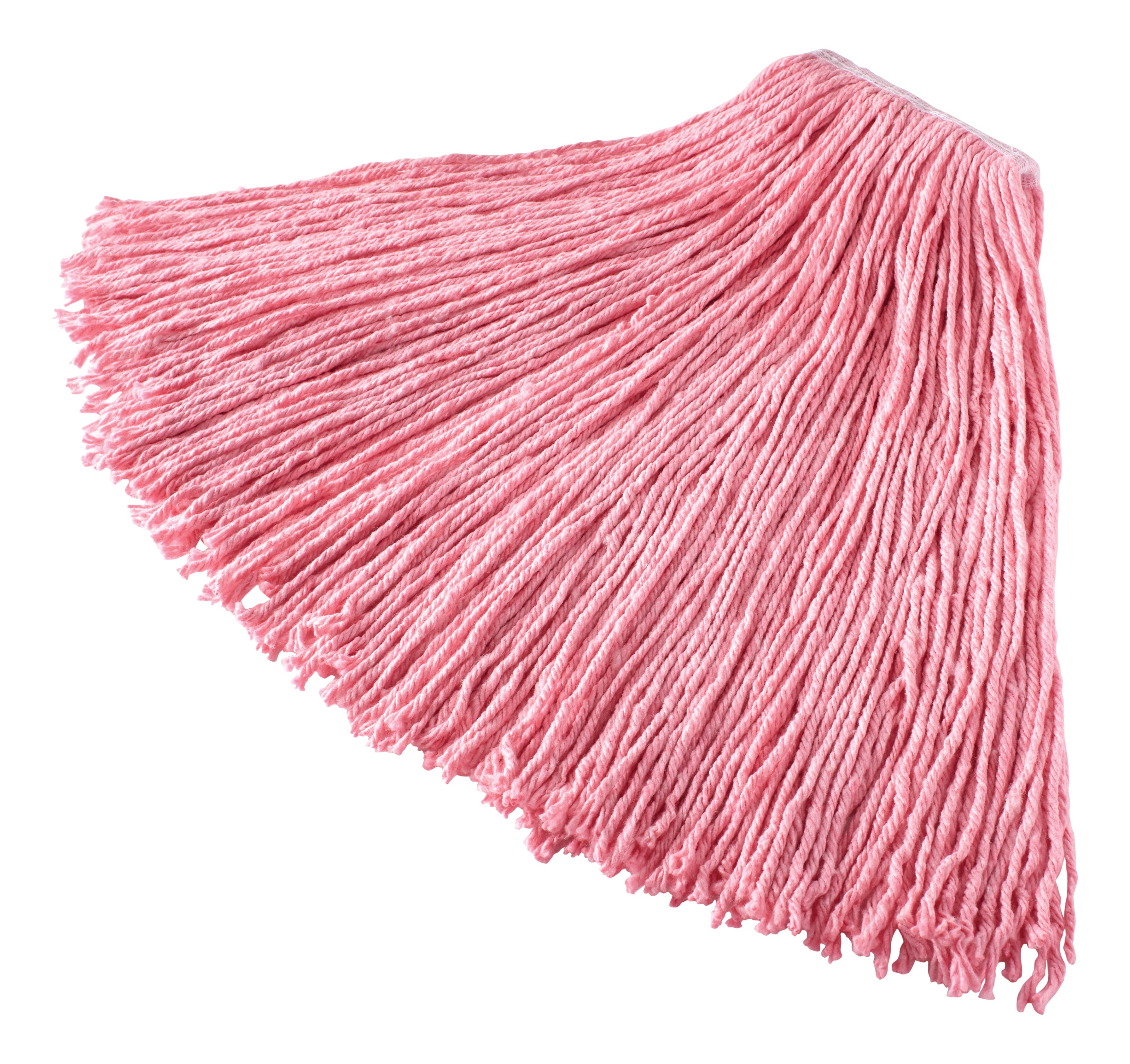 Cut-end mop with screw-on head for general-purpose mopping. Blend of 4-ply cotton/rayon/synthetic. Enhanced mop-to-floor contact.