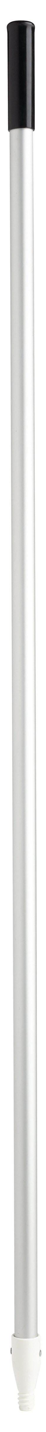 The Rubbermaid Commercial Angle Broom has a threaded aluminum handle end to securely attach to a variety of broom heads.