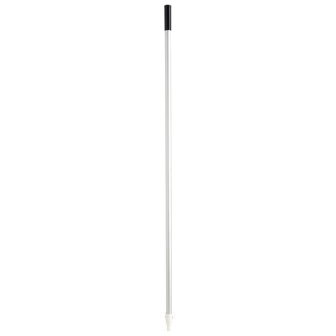 The Rubbermaid Commercial Angle Broom has a threaded aluminum handle end to securely attach to a variety of broom heads.