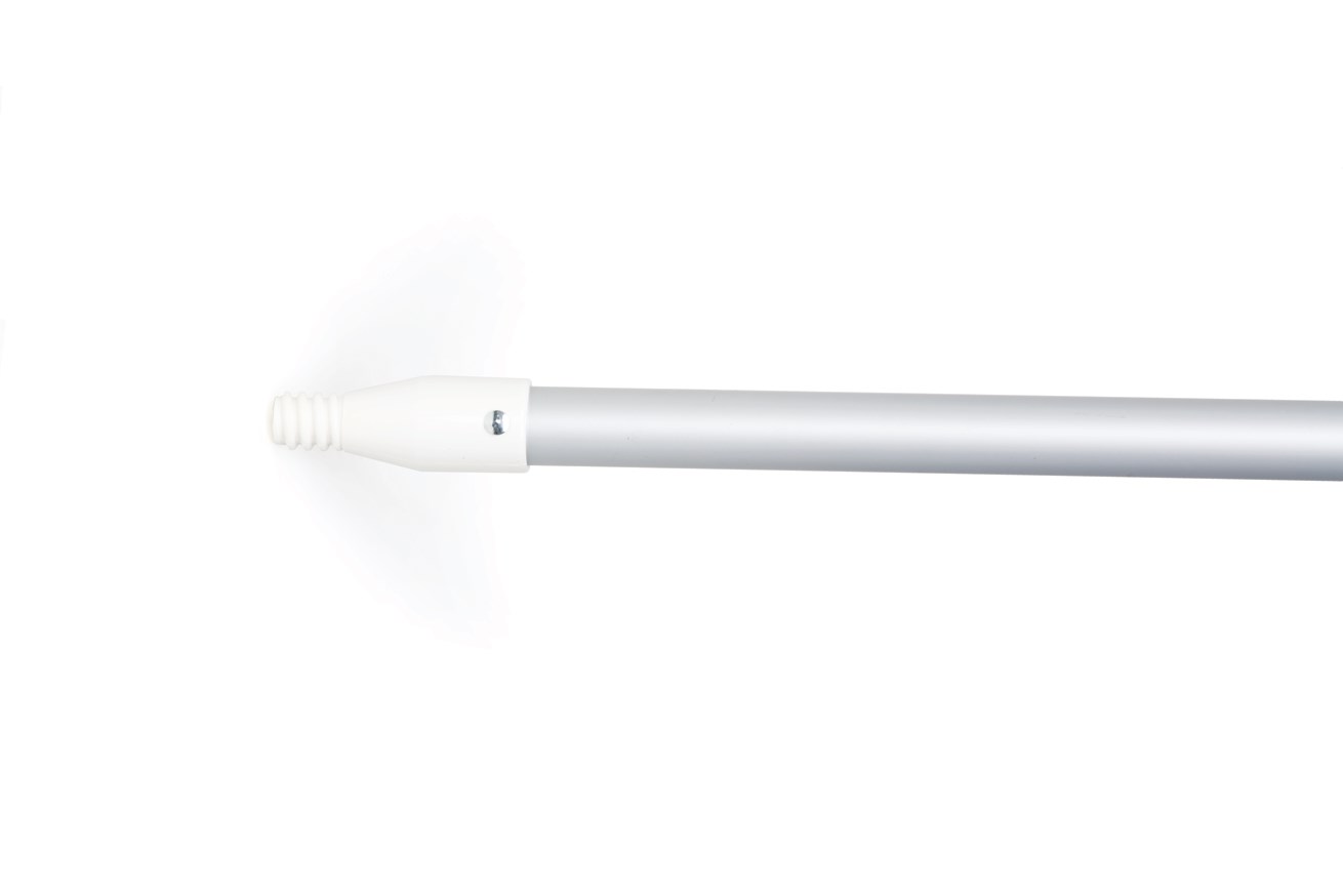 The Rubbermaid Commercial Angle Broom has a threaded aluminum handle end to securely attach to a variety of broom heads.