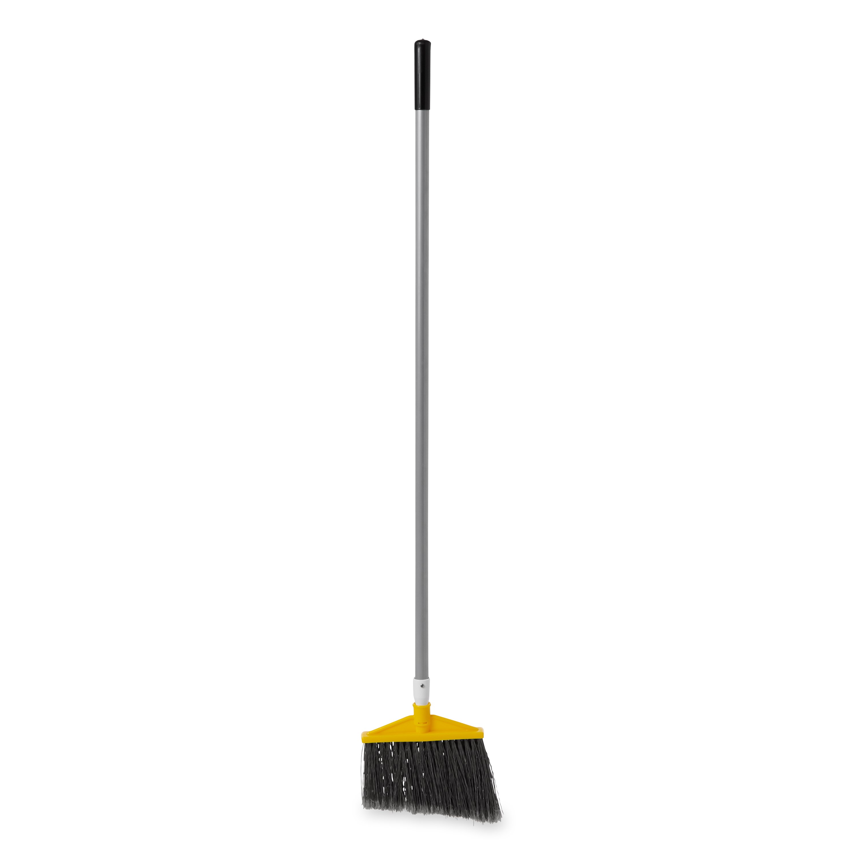The Angled Broom with Polyethylene Bristles and Aluminum Handle has sturdy bristles that are cut and shaped to make sweeping easier. Polypropylene bristles are both stain-resistant and designed for durability.