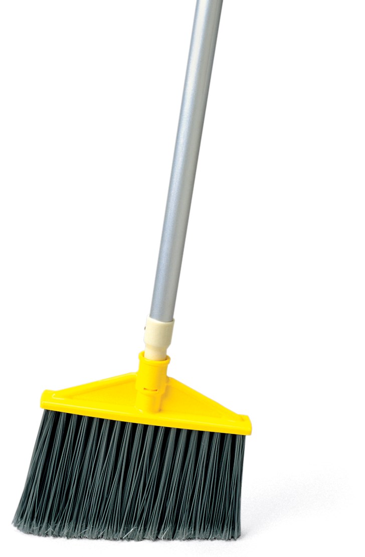 The Angled Broom with Polyethylene Bristles and Aluminum Handle has sturdy bristles that are cut and shaped to make sweeping easier. Polypropylene bristles are both stain-resistant and designed for durability.