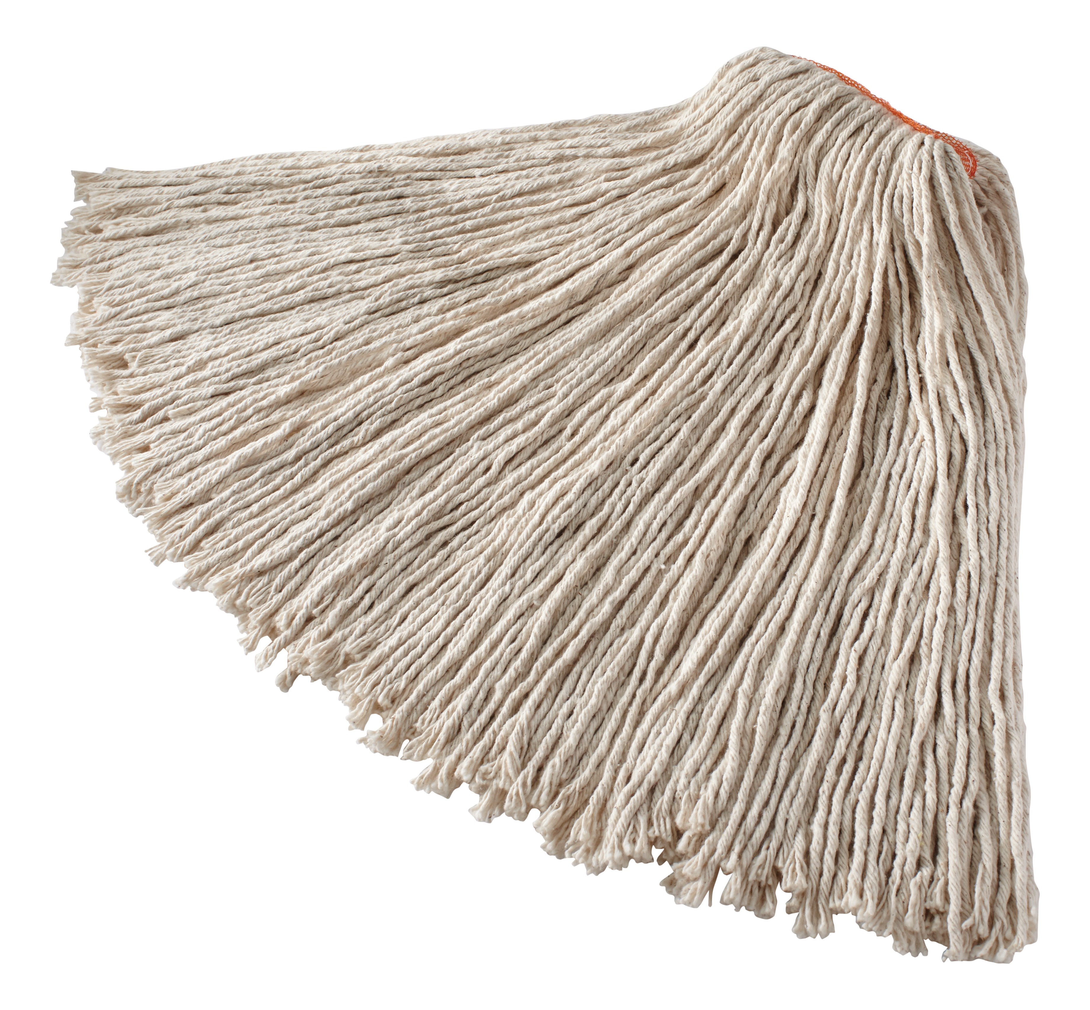 Cut-end mop with screw-on head for general-purpose mopping. Blend of 4-ply cotton/rayon/synthetic. Enhanced mop-to-floor contact.