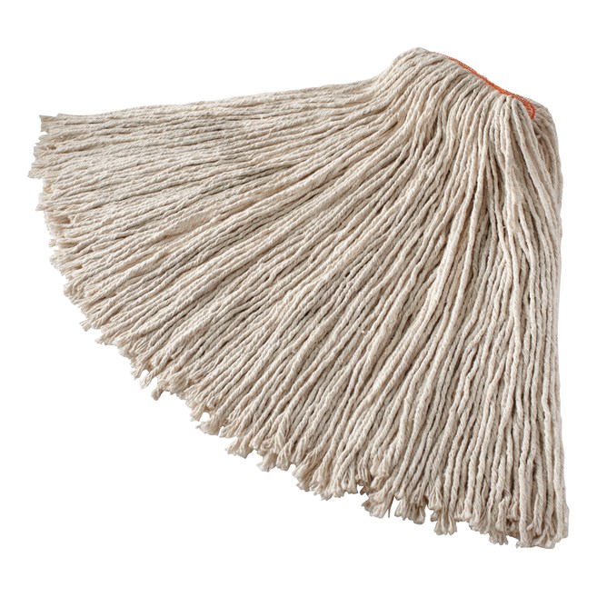 Cut-end mop with screw-on head for general-purpose mopping. Blend of 4-ply cotton/rayon/synthetic. Enhanced mop-to-floor contact.