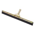 This straight floor squeegee features a dual moss rubber blade that will not leave marks. The blade is dual moss rubber. Ideal for removing liquid spills and heavy dirt in any work environment. The blade fits standard tapered handles. 24" long.