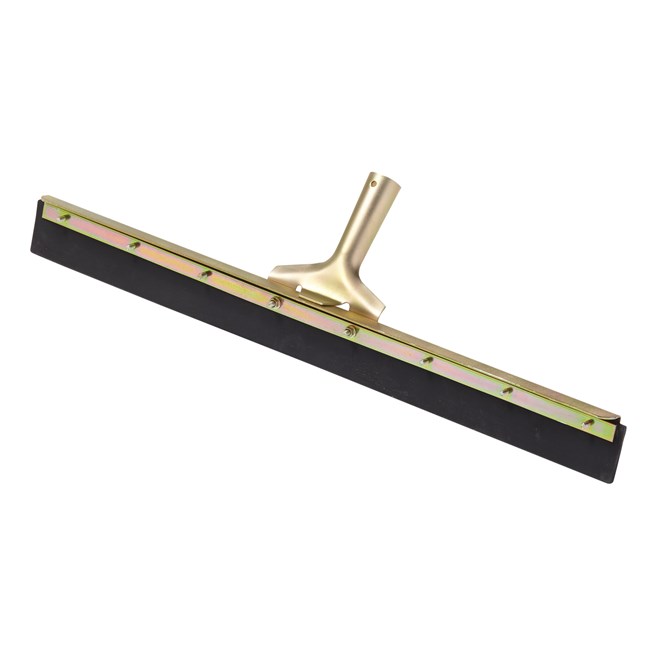 This straight floor squeegee features a dual moss rubber blade that will not leave marks. The blade is dual moss rubber. Ideal for removing liquid spills and heavy dirt in any work environment. The blade fits standard tapered handles. 24" long.
