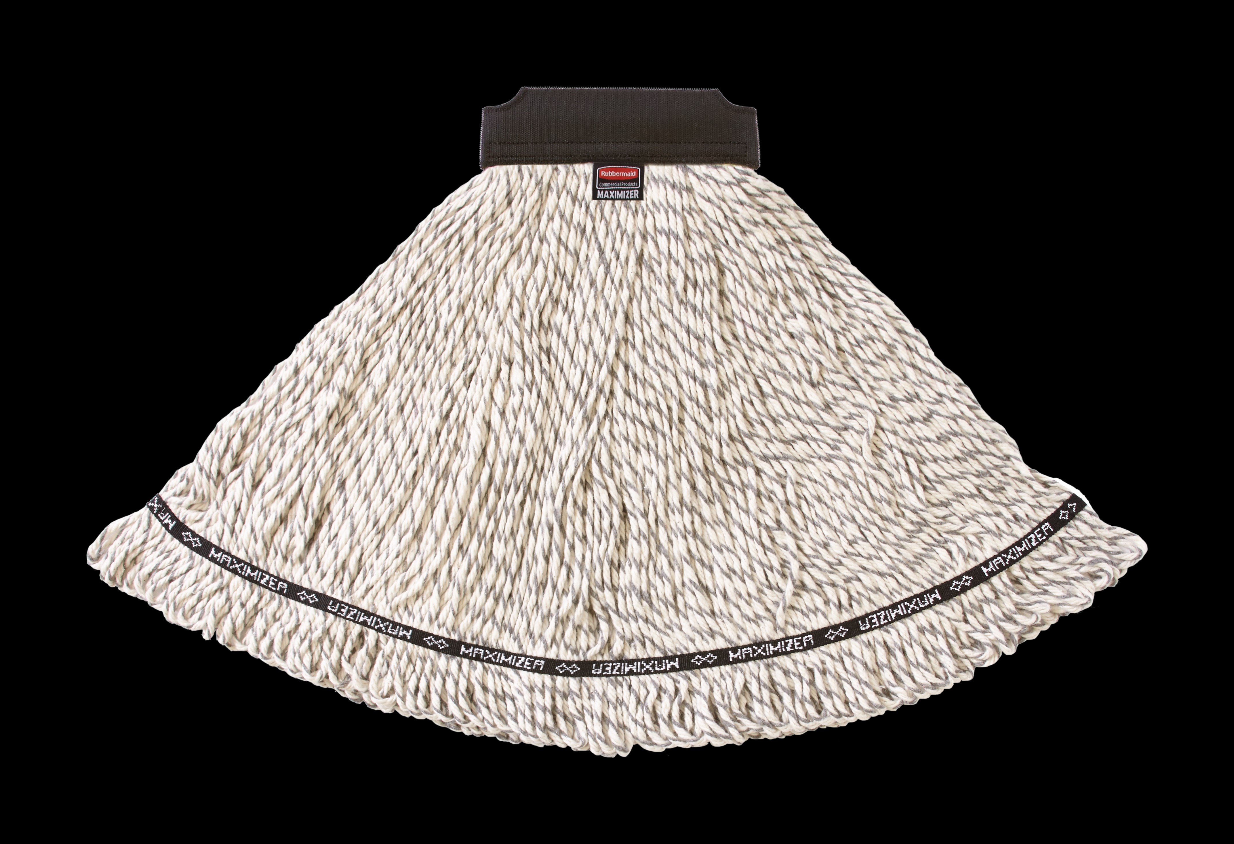 The Rubbermaid Commercial Maximizer™ Mop has a specially designed tailband which delivers 30% greater spread in use.