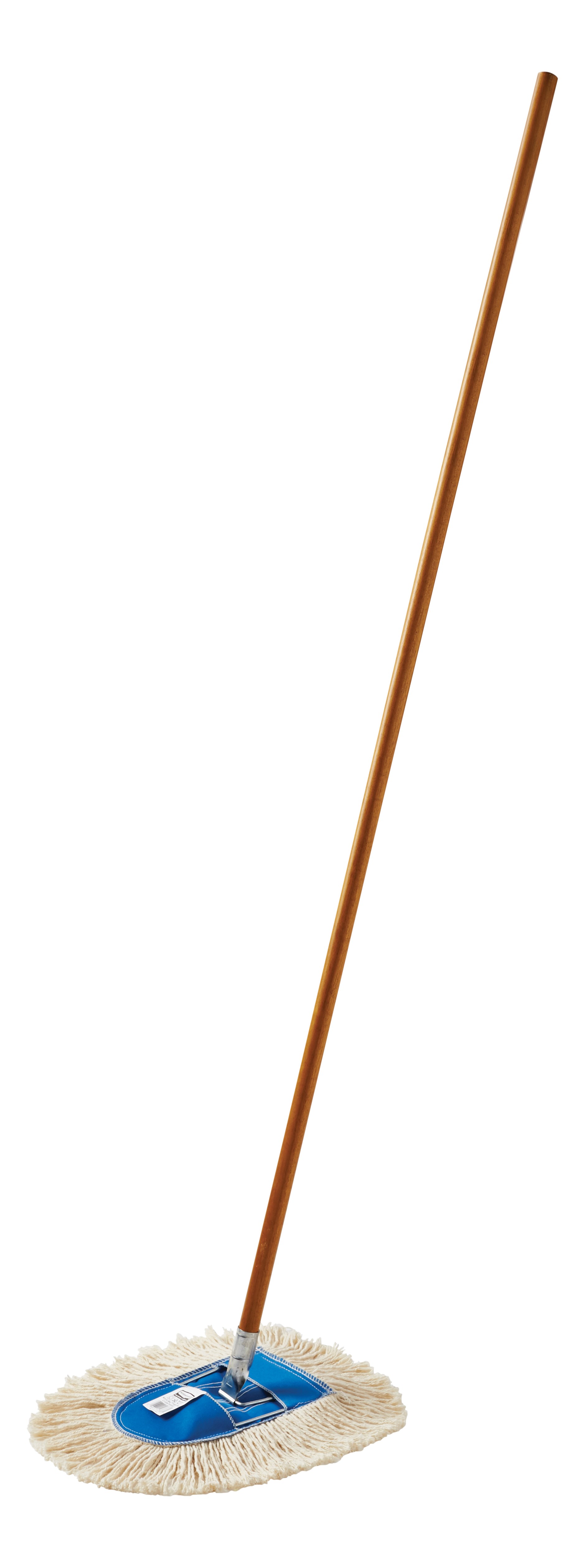 The mop is for use with the Trapper® looped-end or Kut-A-Way® cut-end triangle-shaped wedge mops. The floor mop has a wood handle with heavy-gauge plated wire frame. It is ideal for spot dust mopping in tight corners, under equipment or behind furniture.