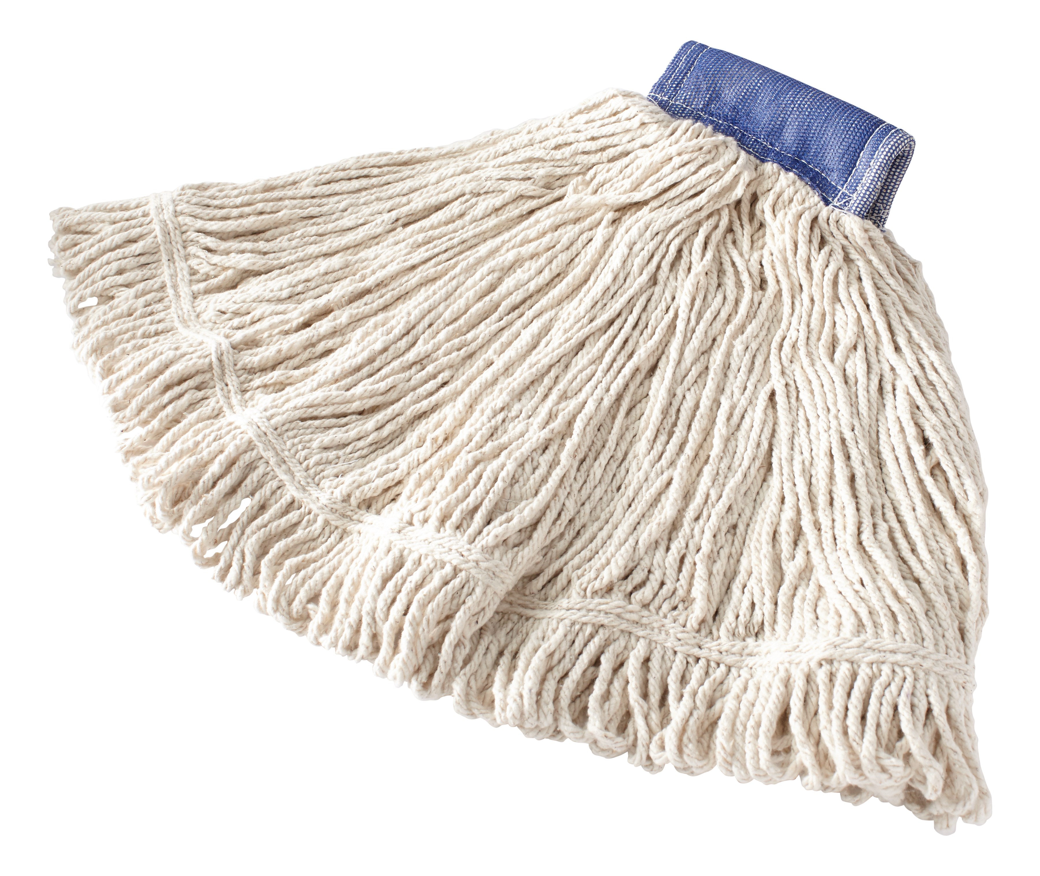 Balanced blend of cotton and synthetic yarns for absorbency and strength. Looped ends and yarn tailband mop for greater floor coverage.