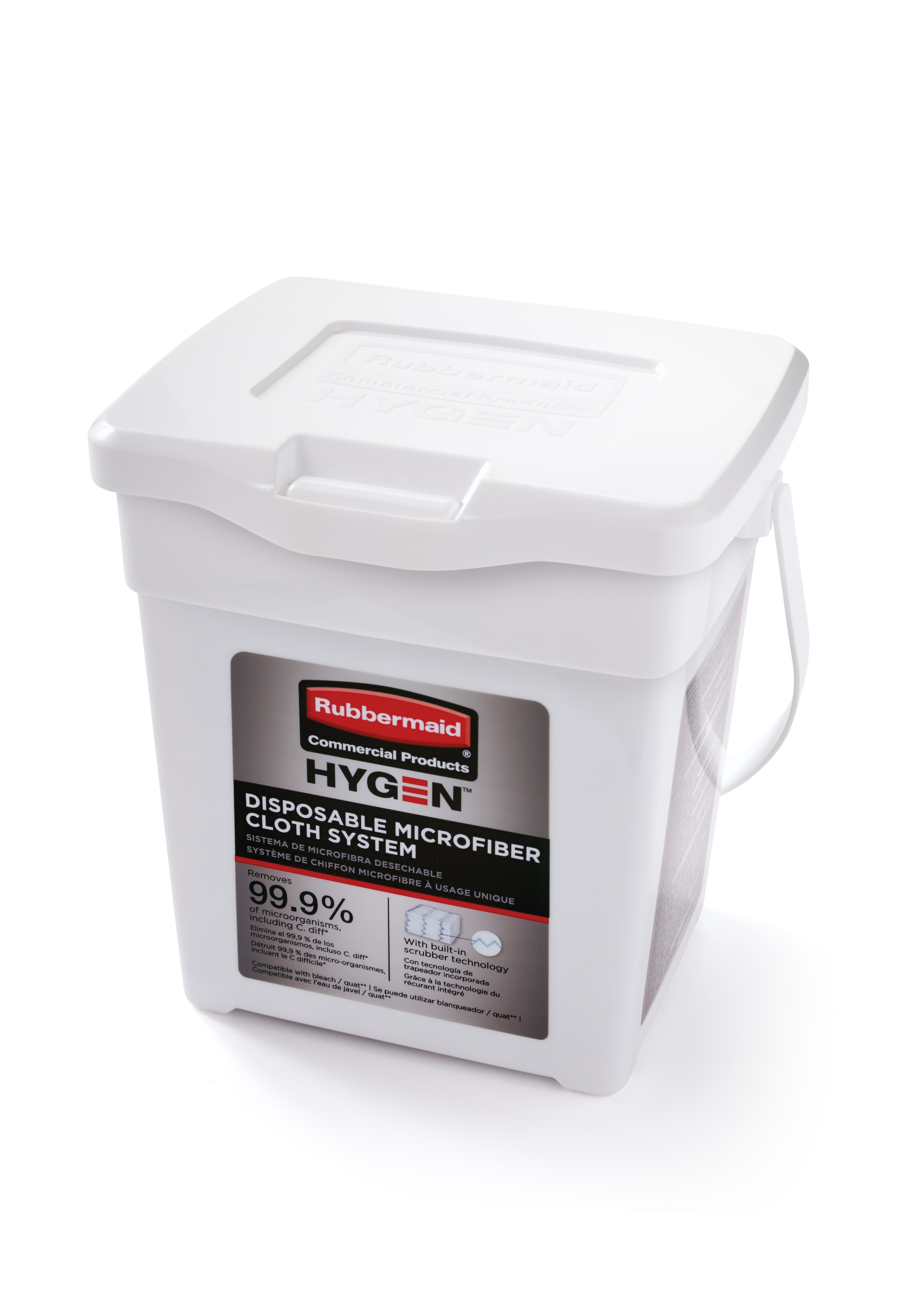 HYGEN™ Disposable Microfiber Cloth Charging Tub is a component of the Disposable Microfiber System that effectively moistens 80 cloths at once while ensuring correct saturation levels. The system combines superior microfiber with built-in scrubber technology, in a disposable application, to prevent cross-transmission and reduce the risk of healthcare-associated infections.