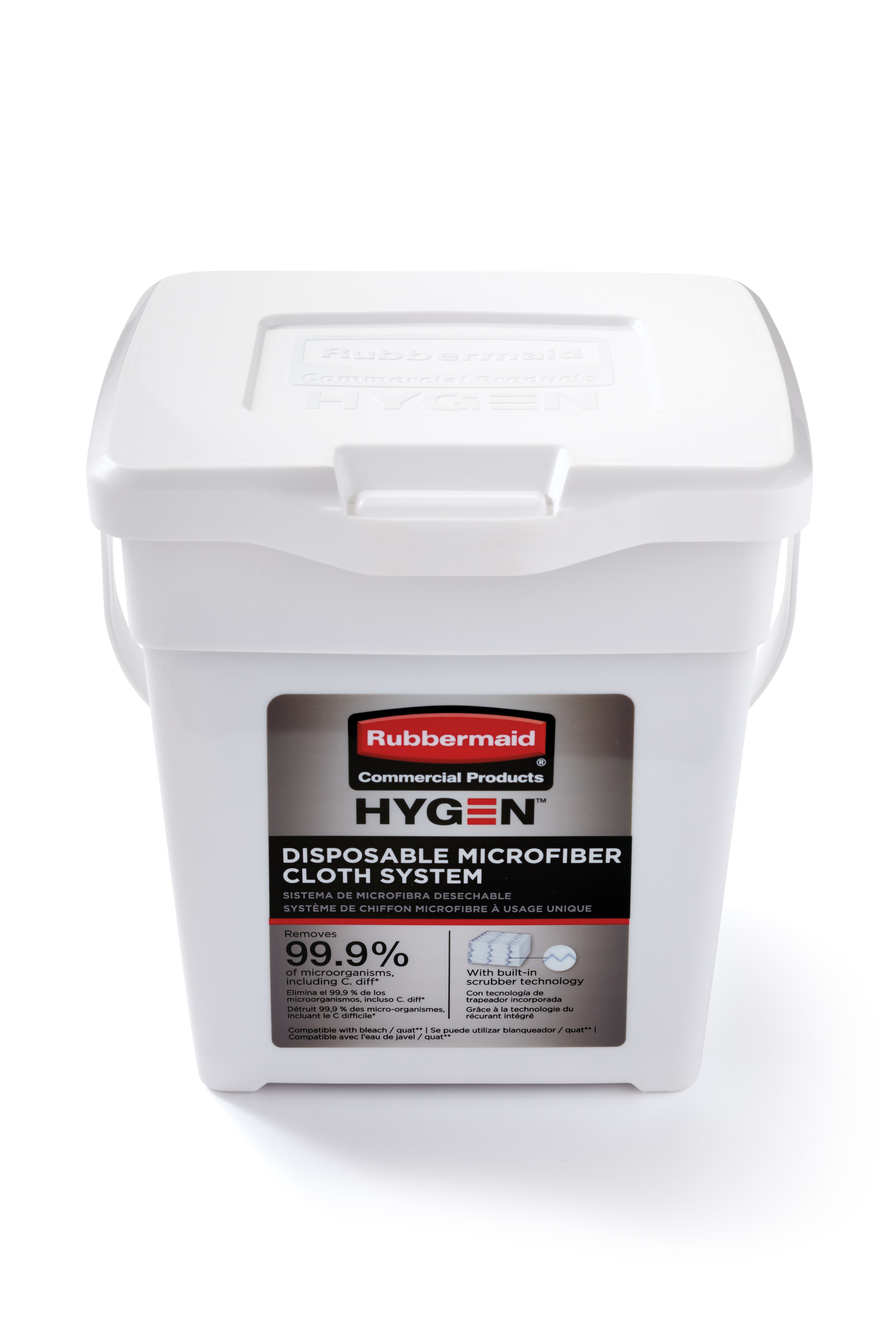 HYGEN™ Disposable Microfiber Cloth Charging Tub is a component of the Disposable Microfiber System that effectively moistens 80 cloths at once while ensuring correct saturation levels. The system combines superior microfiber with built-in scrubber technology, in a disposable application, to prevent cross-transmission and reduce the risk of healthcare-associated infections.