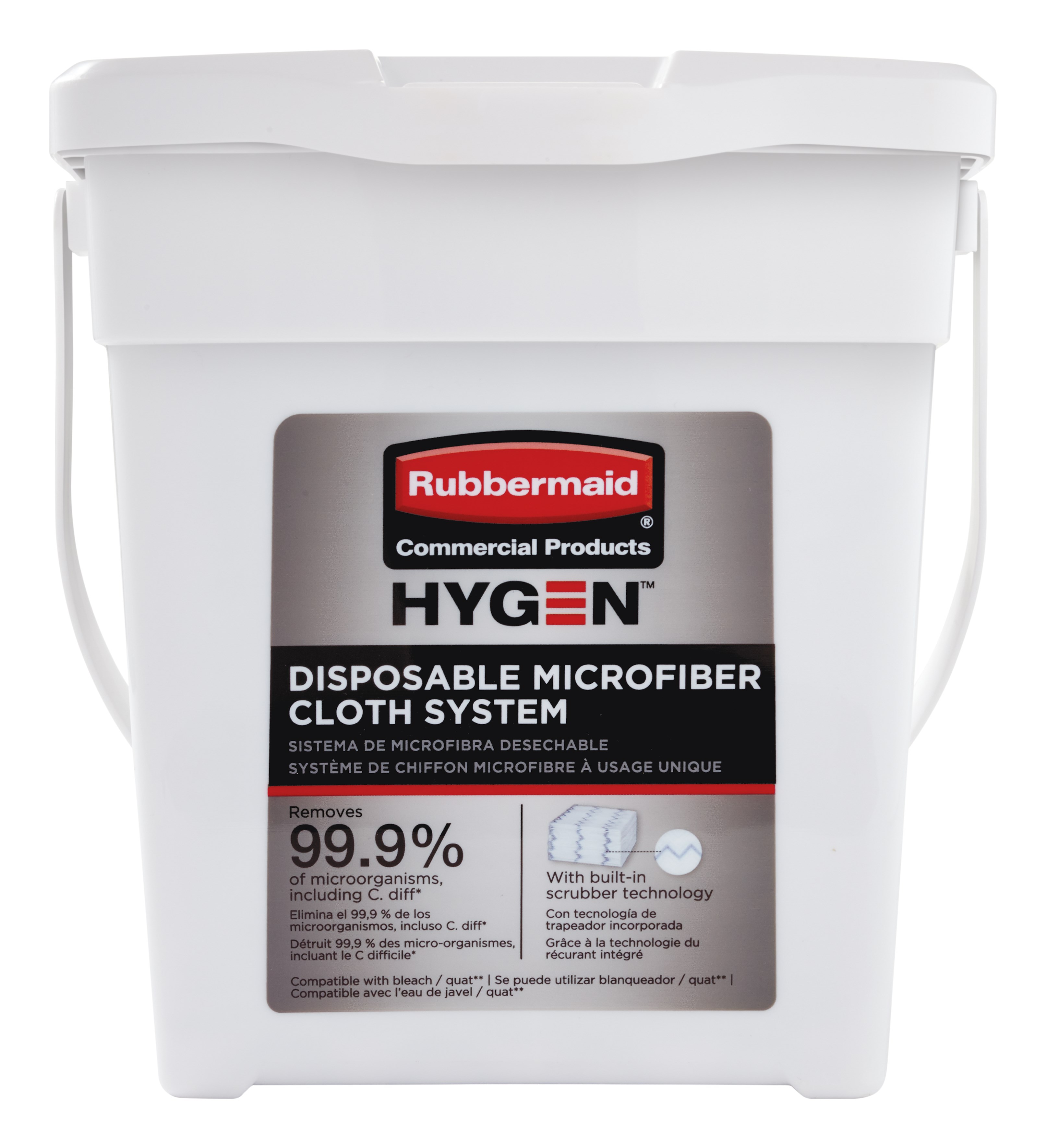 HYGEN™ Disposable Microfiber Cloth Charging Tub is a component of the Disposable Microfiber System that effectively moistens 80 cloths at once while ensuring correct saturation levels. The system combines superior microfiber with built-in scrubber technology, in a disposable application, to prevent cross-transmission and reduce the risk of healthcare-associated infections.