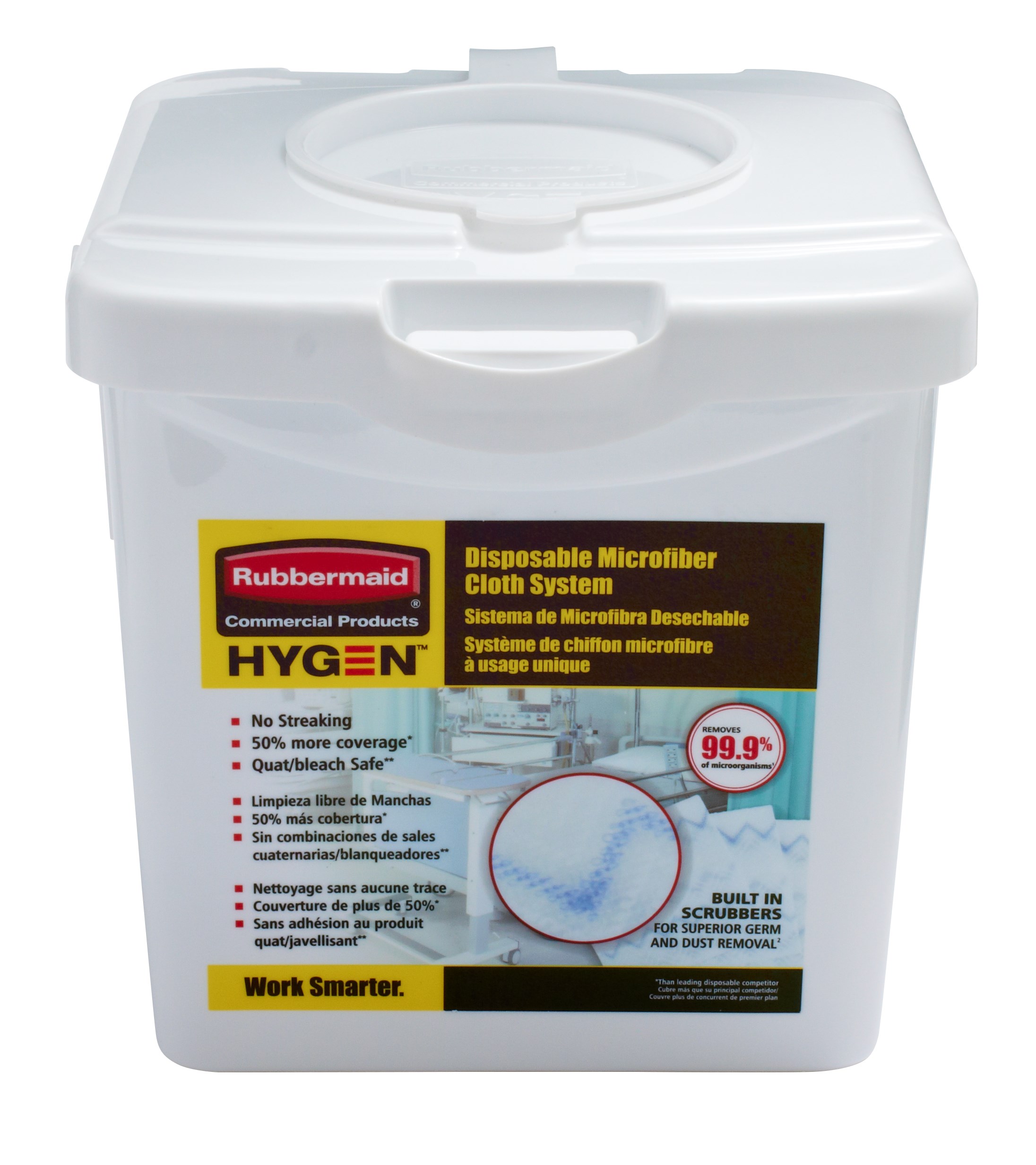 HYGEN™ Disposable Microfiber Cloth Charging Tub is a component of the Disposable Microfiber System that effectively moistens 80 cloths at once while ensuring correct saturation levels. The system combines superior microfiber with built-in scrubber technology, in a disposable application, to prevent cross-transmission and reduce the risk of healthcare-associated infections.