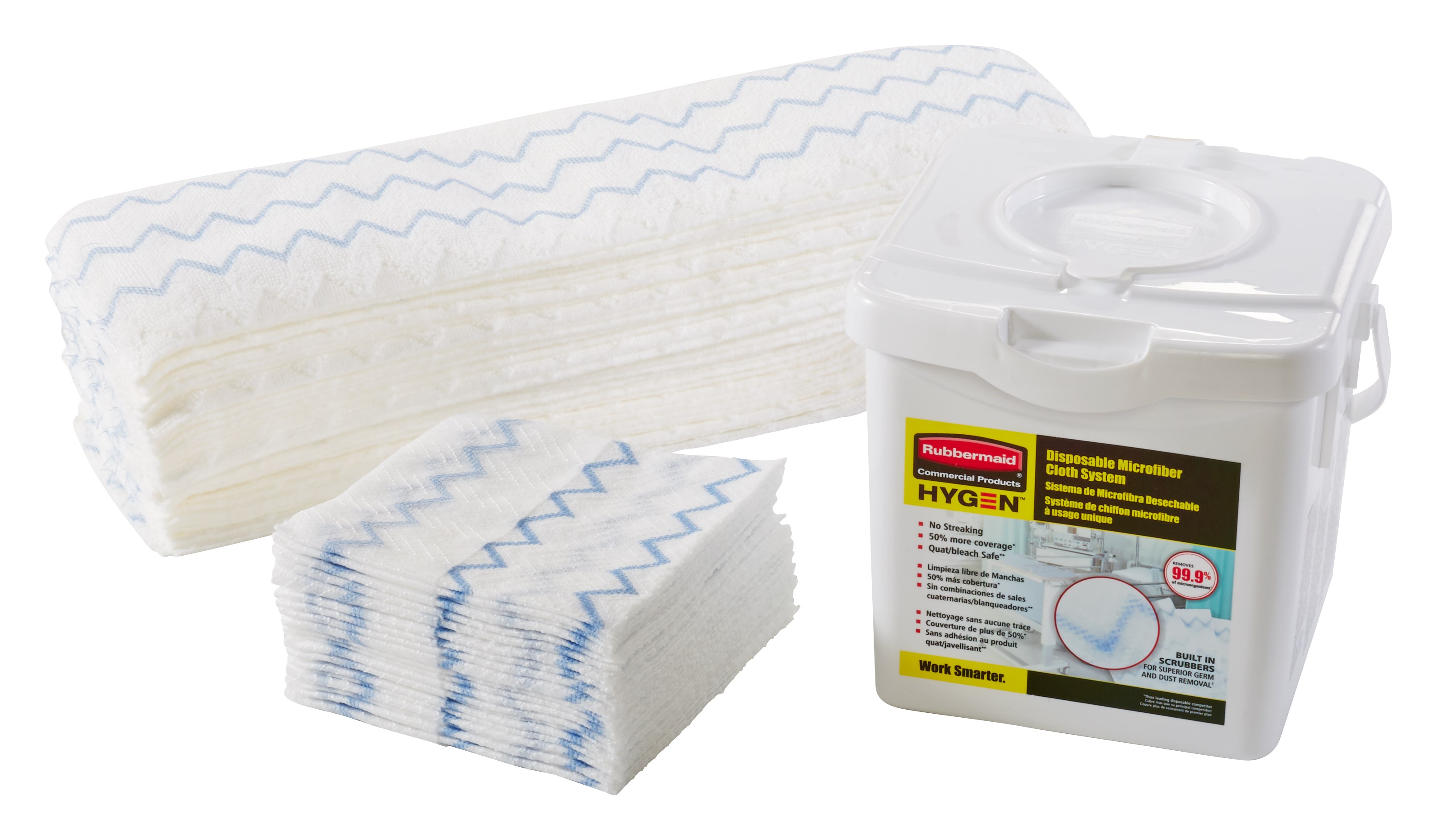 HYGEN™ Disposable Microfiber Cloth Charging Tub is a component of the Disposable Microfiber System that effectively moistens 80 cloths at once while ensuring correct saturation levels. The system combines superior microfiber with built-in scrubber technology, in a disposable application, to prevent cross-transmission and reduce the risk of healthcare-associated infections.