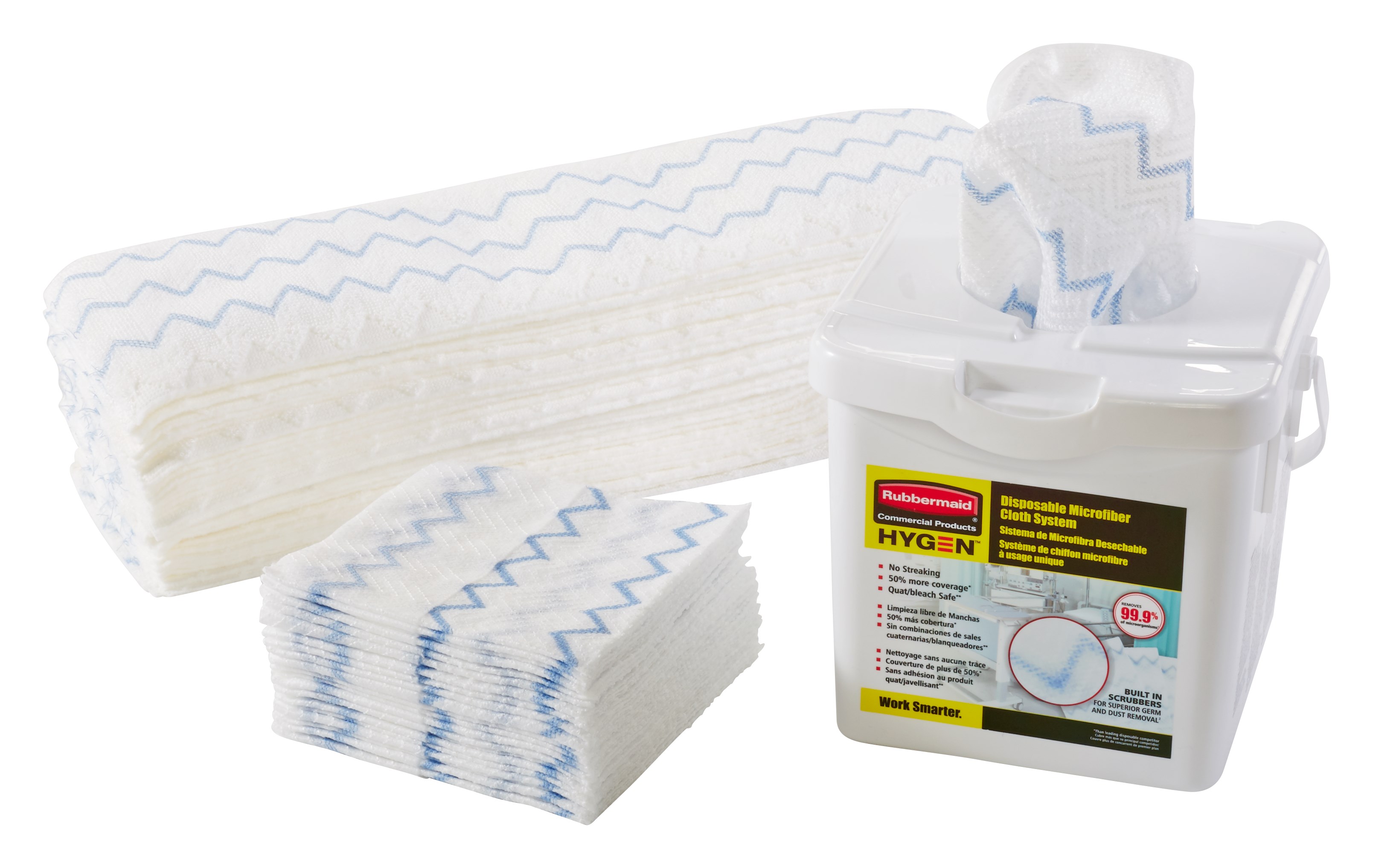 HYGEN™ Disposable Microfiber Cloth Charging Tub is a component of the Disposable Microfiber System that effectively moistens 80 cloths at once while ensuring correct saturation levels. The system combines superior microfiber with built-in scrubber technology, in a disposable application, to prevent cross-transmission and reduce the risk of healthcare-associated infections.