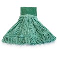 The Rubbermaid Commercial Scrubbing Wet Mop features an integrated scrubbing headband that removes stuck-on messes faster without interrupting the mopping process.