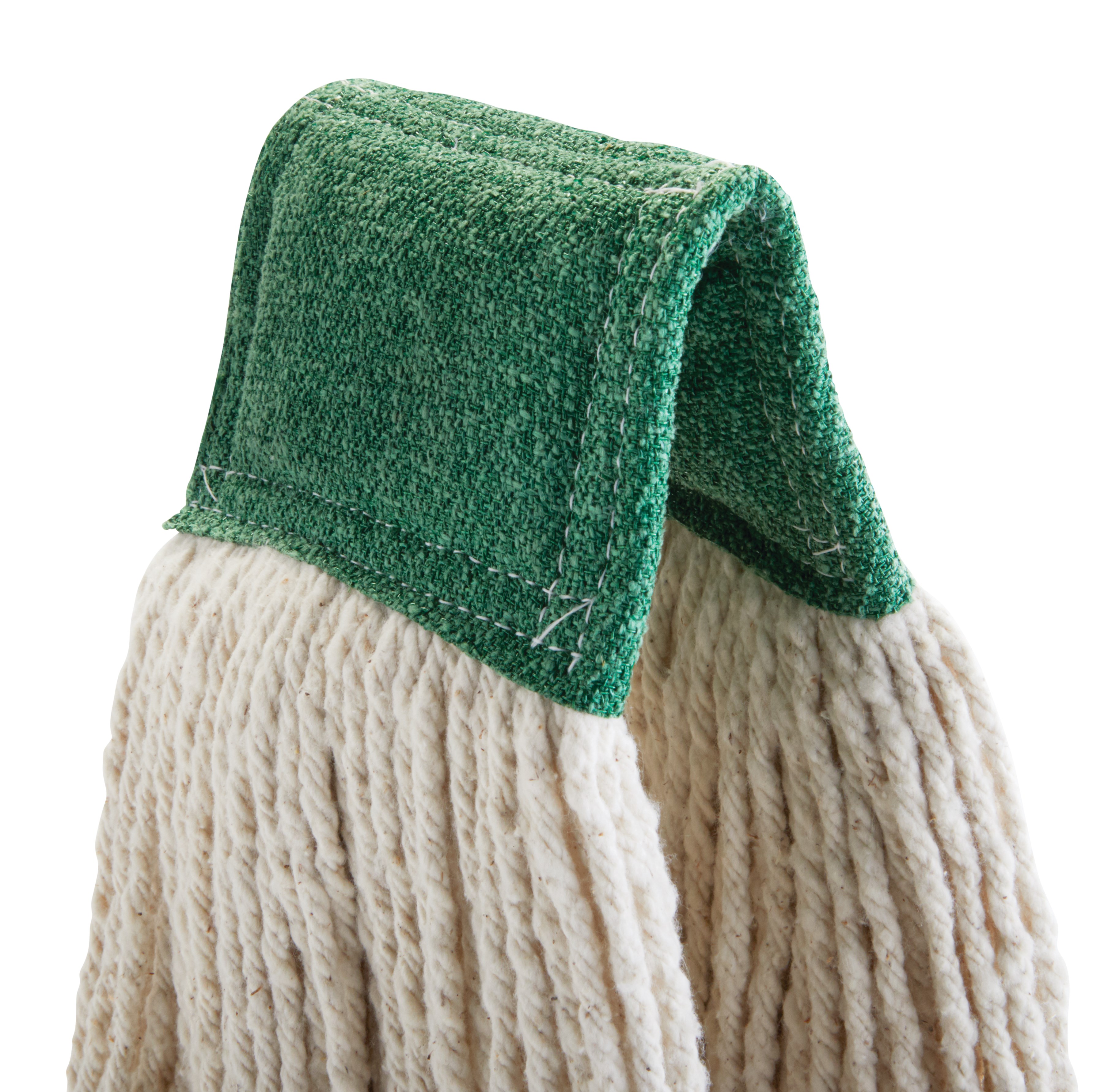 The Rubbermaid Commercial Scrubbing Wet Mop features an integrated scrubbing headband that removes stuck-on messes faster without interrupting the mopping process.