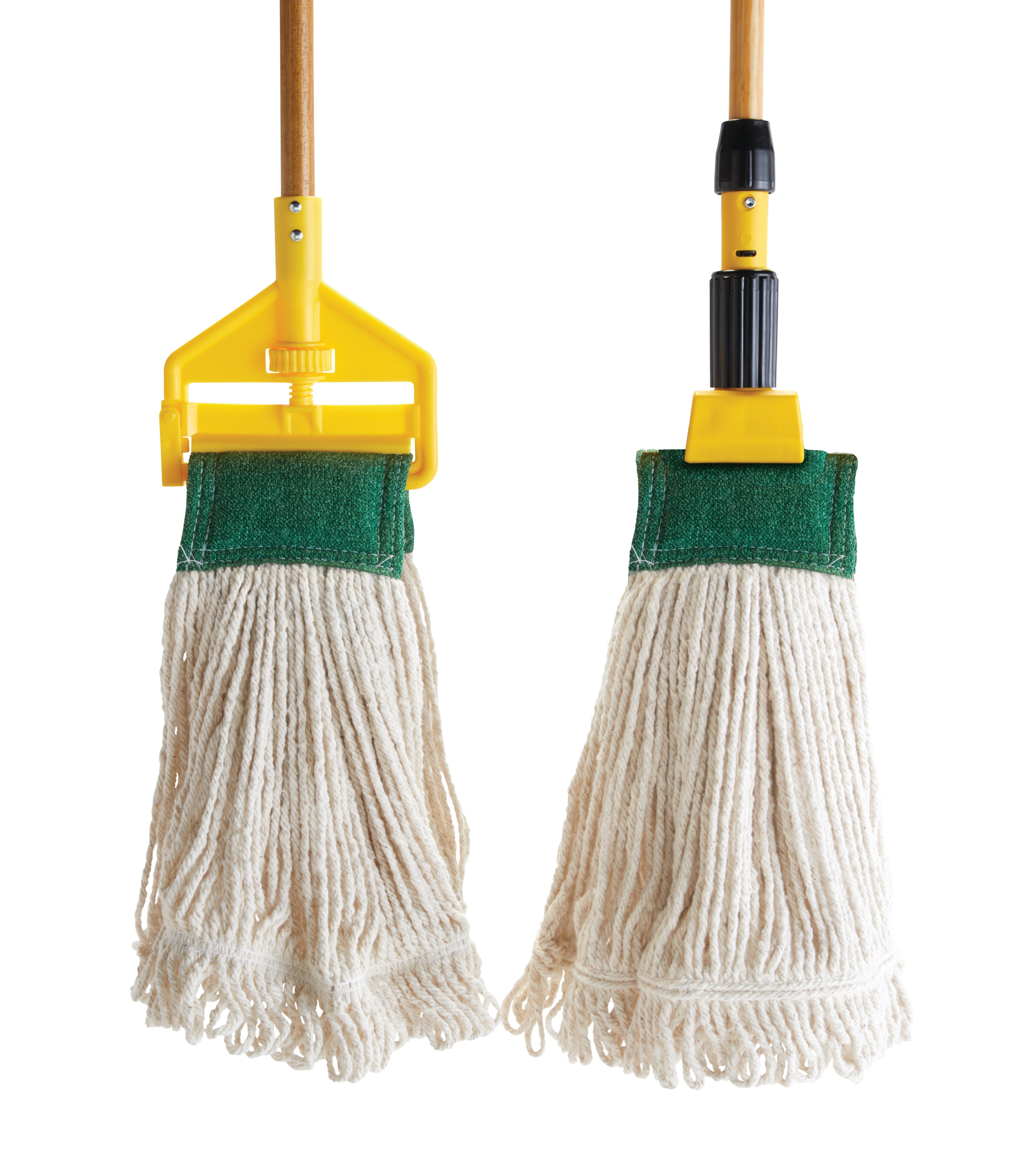 The Rubbermaid Commercial Scrubbing Wet Mop features an integrated scrubbing headband that removes stuck-on messes faster without interrupting the mopping process.