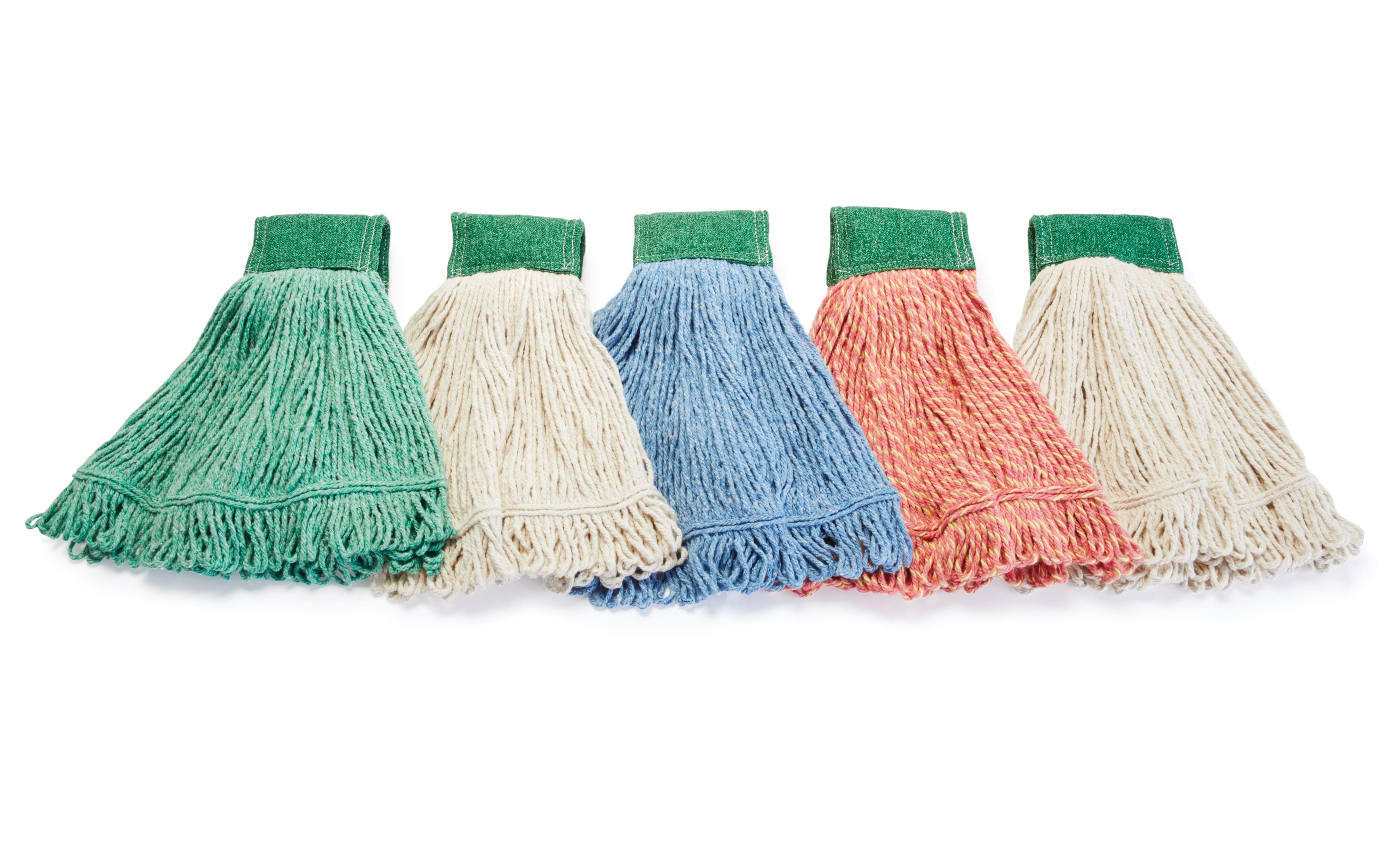 The Rubbermaid Commercial Scrubbing Wet Mop features an integrated scrubbing headband that removes stuck-on messes faster without interrupting the mopping process.