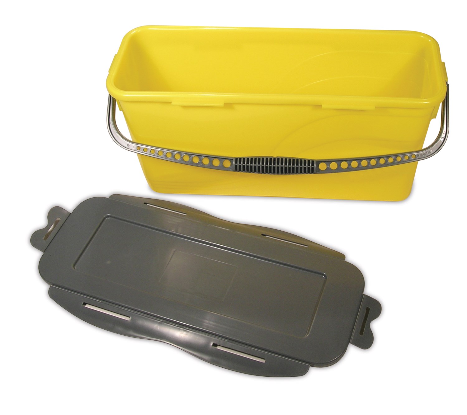 HYGEN™マイクロファイバー・チャージング・バケツ（ふるい付き）は、モップを効果的かつ人間工学的に湿らせ、高効率のフラット・モップ・クリーニング・システムを完成させます。