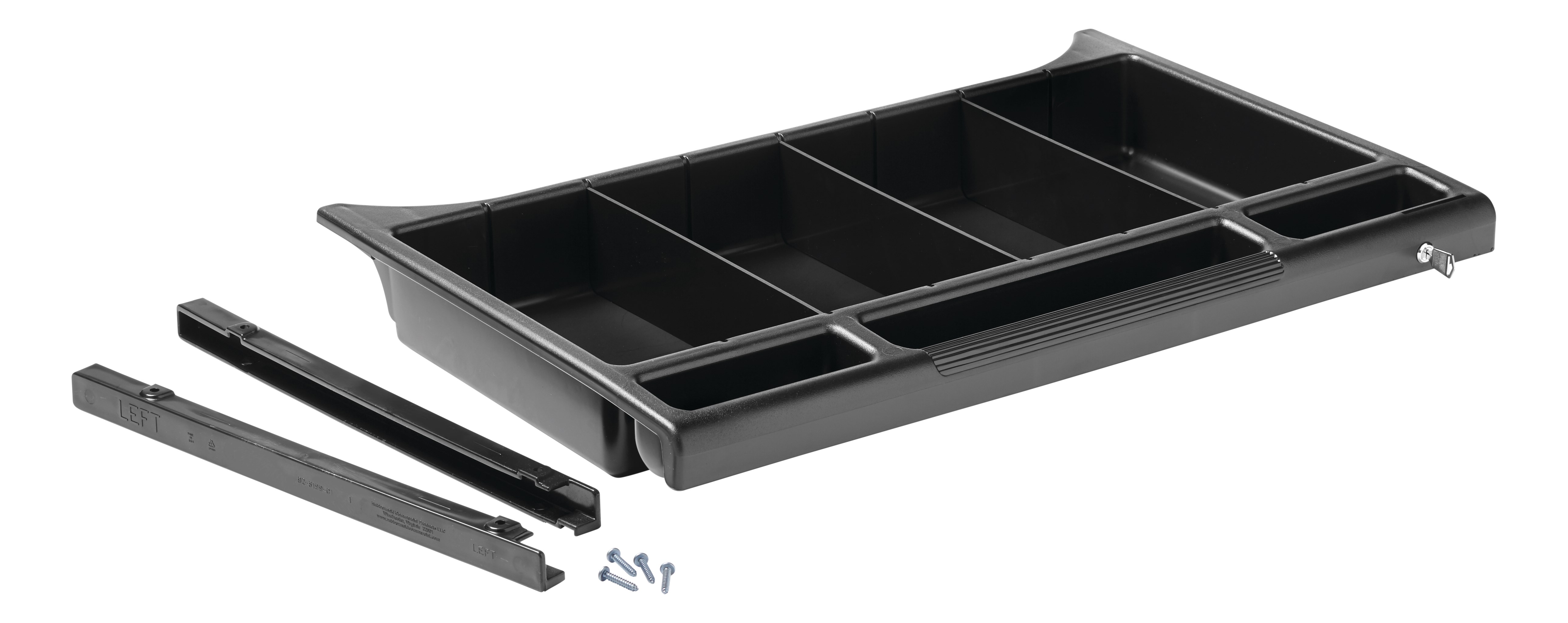 The Executive Locking Utility Drawer for Traditional Housekeeping Carts provides organization and security for supplies and amenities throughout the housekeeping process.