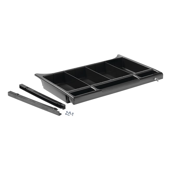 The Executive Locking Utility Drawer for Traditional Housekeeping Carts provides organization and security for supplies and amenities throughout the housekeeping process.
