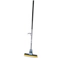 This 12" wide sponge mop features a replaceable synthetic cellulose head and a steel handle with a mounted lever for squeeze-action wringing.