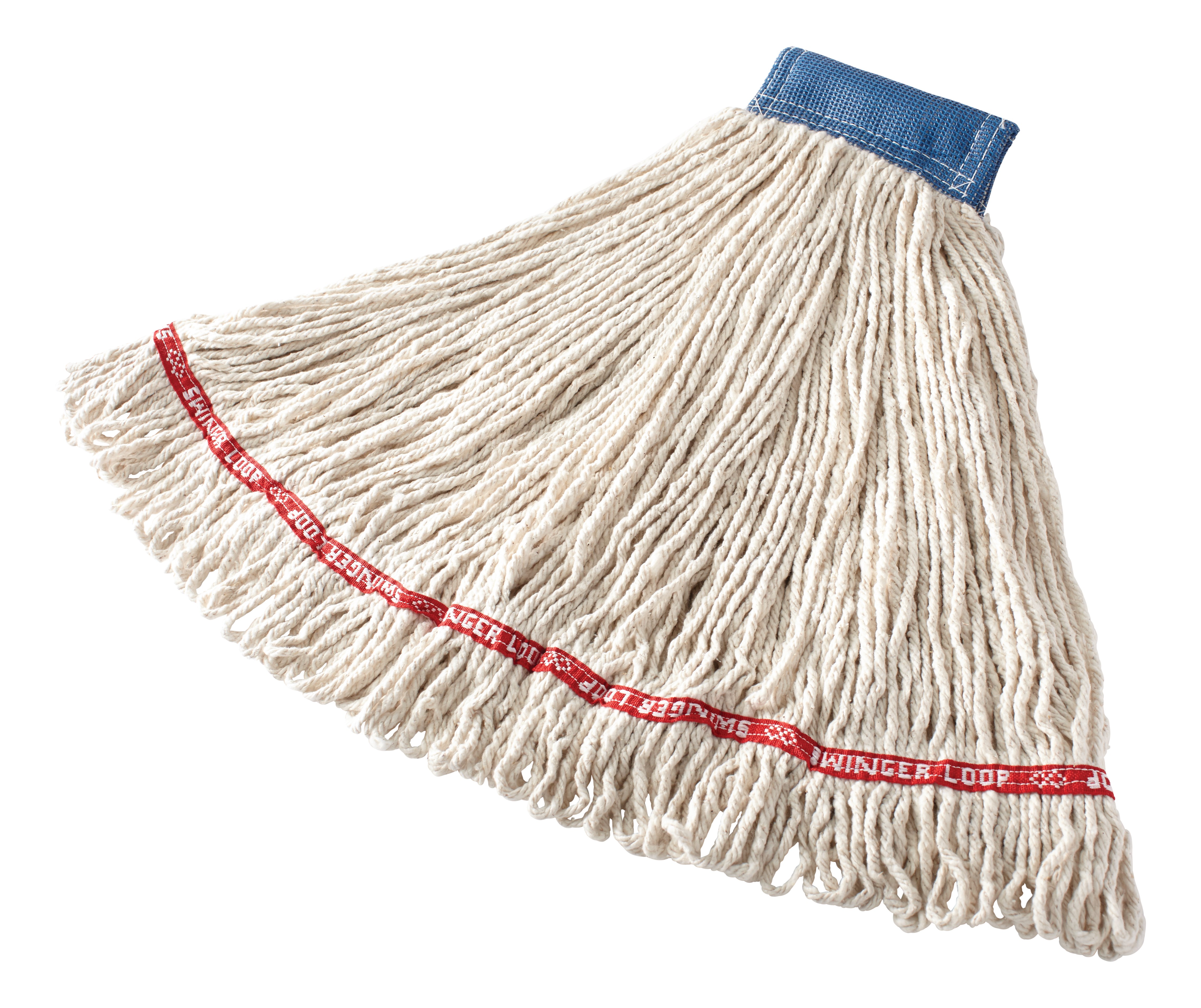 Swinger Loop® Mop features looped-ends, a woven tailband, and a higher synthetic yarn count for increased durability and better floor coverage.