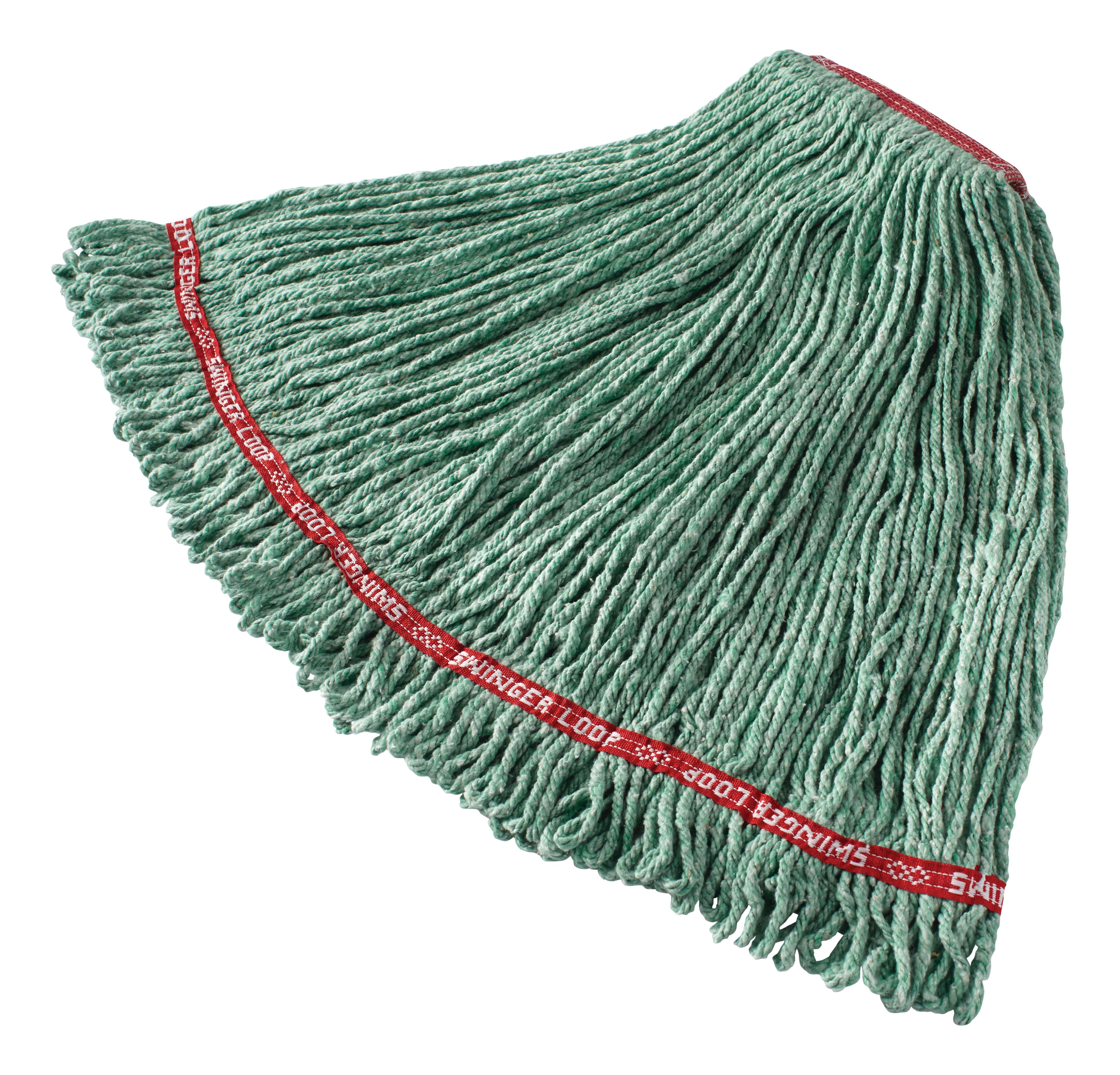 Swinger Loop® Mop features looped-ends, a woven tailband, and a higher synthetic yarn count for increased durability and better floor coverage.