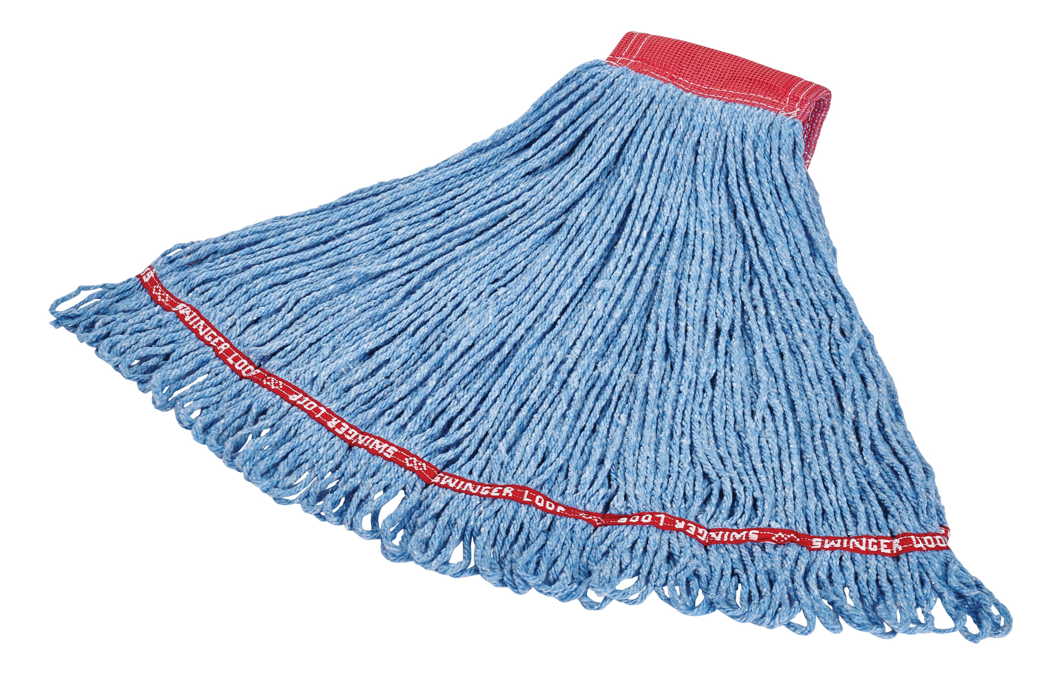 Swinger Loop® Mop features looped-ends, a woven tailband, and a higher synthetic yarn count for increased durability and better floor coverage.