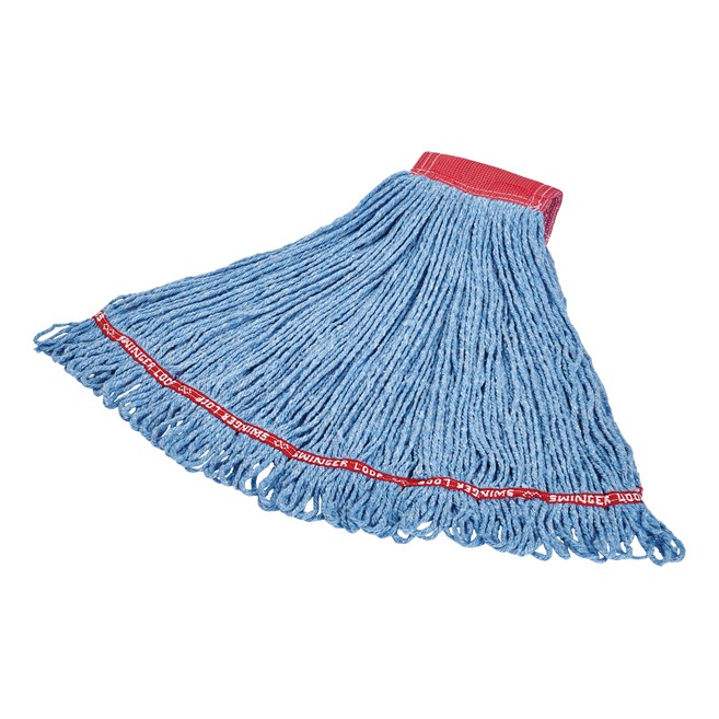 Swinger Loop® Mop features looped-ends, a woven tailband, and a higher synthetic yarn count for increased durability and better floor coverage.