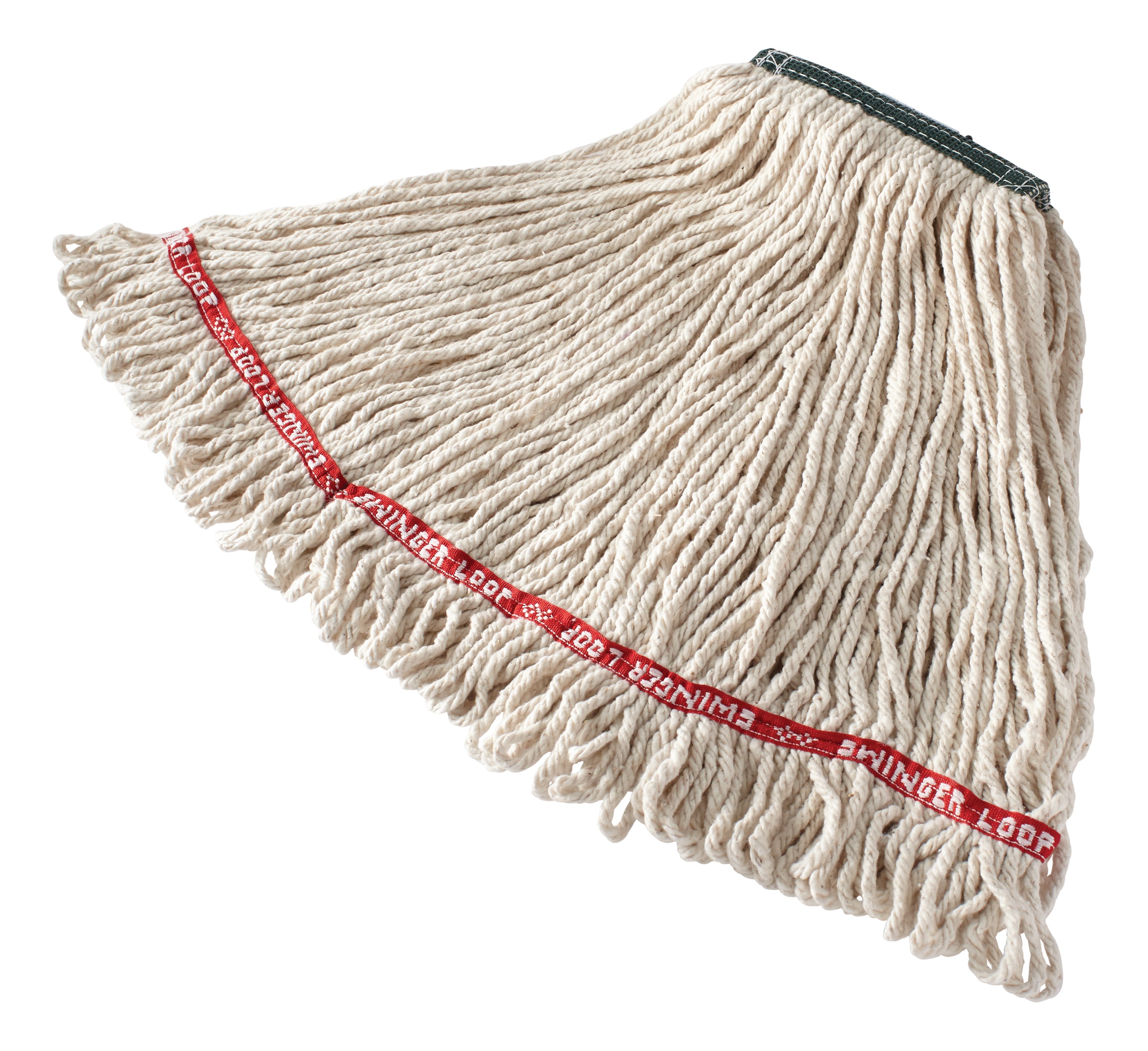 Swinger Loop® Mop features looped-ends, a woven tailband, and a higher synthetic yarn count for increased durability and better floor coverage.