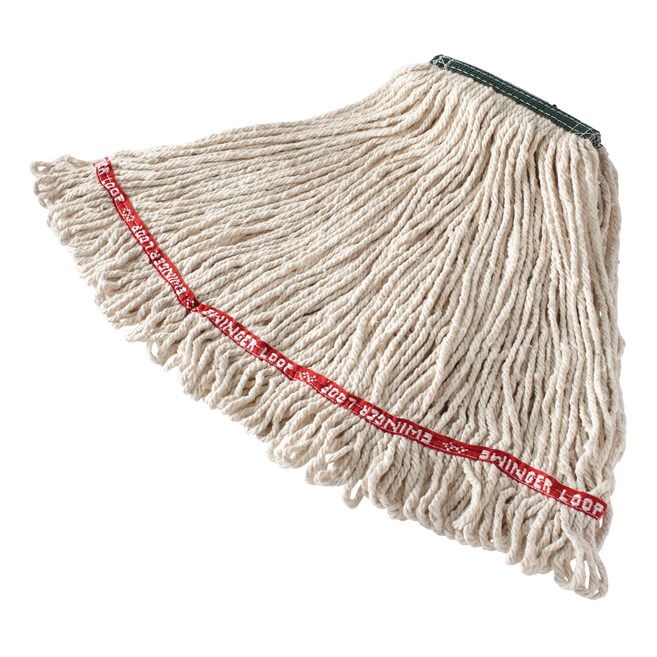 Swinger Loop® Mop features looped-ends, a woven tailband, and a higher synthetic yarn count for increased durability and better floor coverage.
