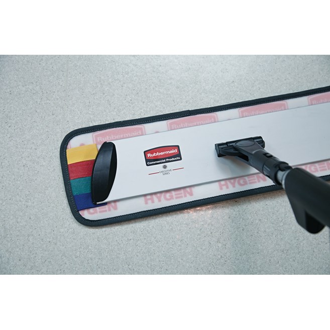 HYGEN™ Quick-Connect Frames features a flat profile that slides easily under furniture and equipment. Trapezoidal shape improves cleaning in corners and other hard to reach areas by reaching the highest spaces with ease.