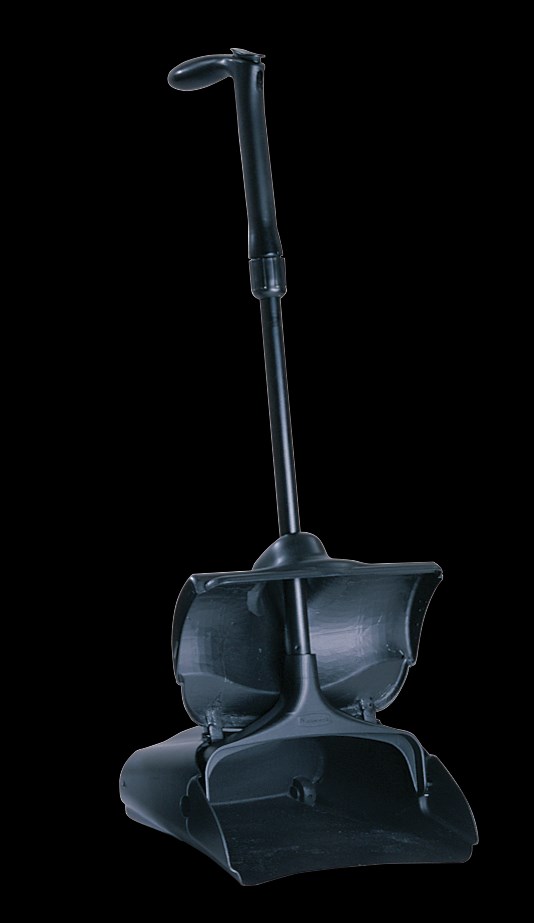 Lobby Pro® Deluxe 直立式簸箕（帶蓋） FG253300 具有時尚的簸箕設計，其耐用的後輪可提高耐磨性並延長產品壽命。