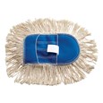 The dust mop head is for use with the wire frame mop handle. The floor mop has a wood handle with heavy-gauge plated wire frame. It is ideal for spot dust mopping in tight corners, under equipment or behind furniture.