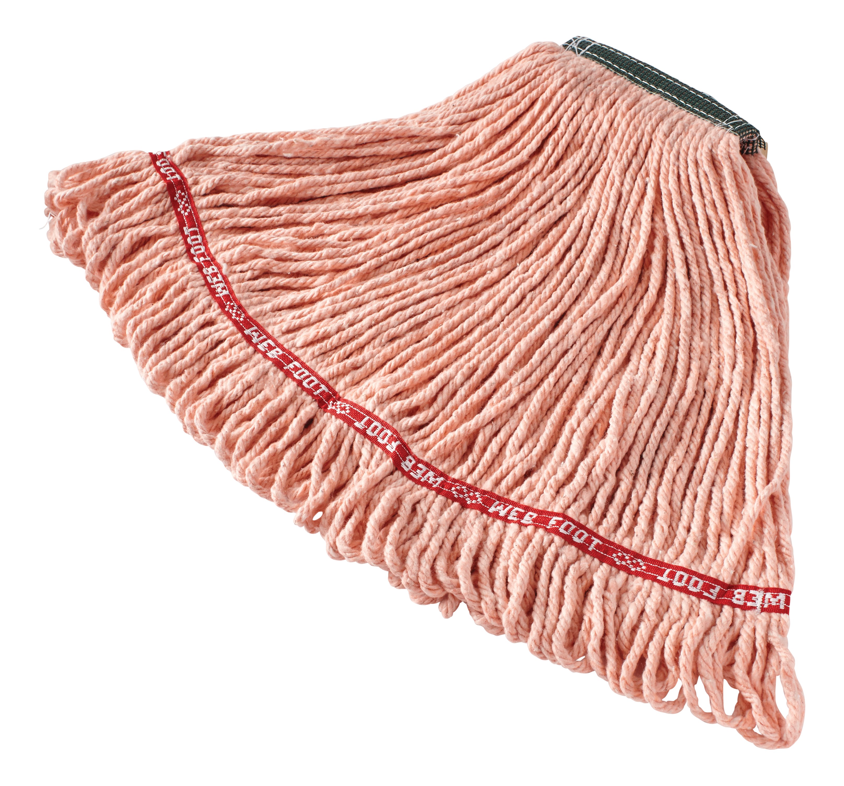 The Rubbermaid Commercial Web Foot® Wet Mops contains a  balanced blend of cotton and synthetic fibers that delivers up to five times the absorbency of cotton mops.